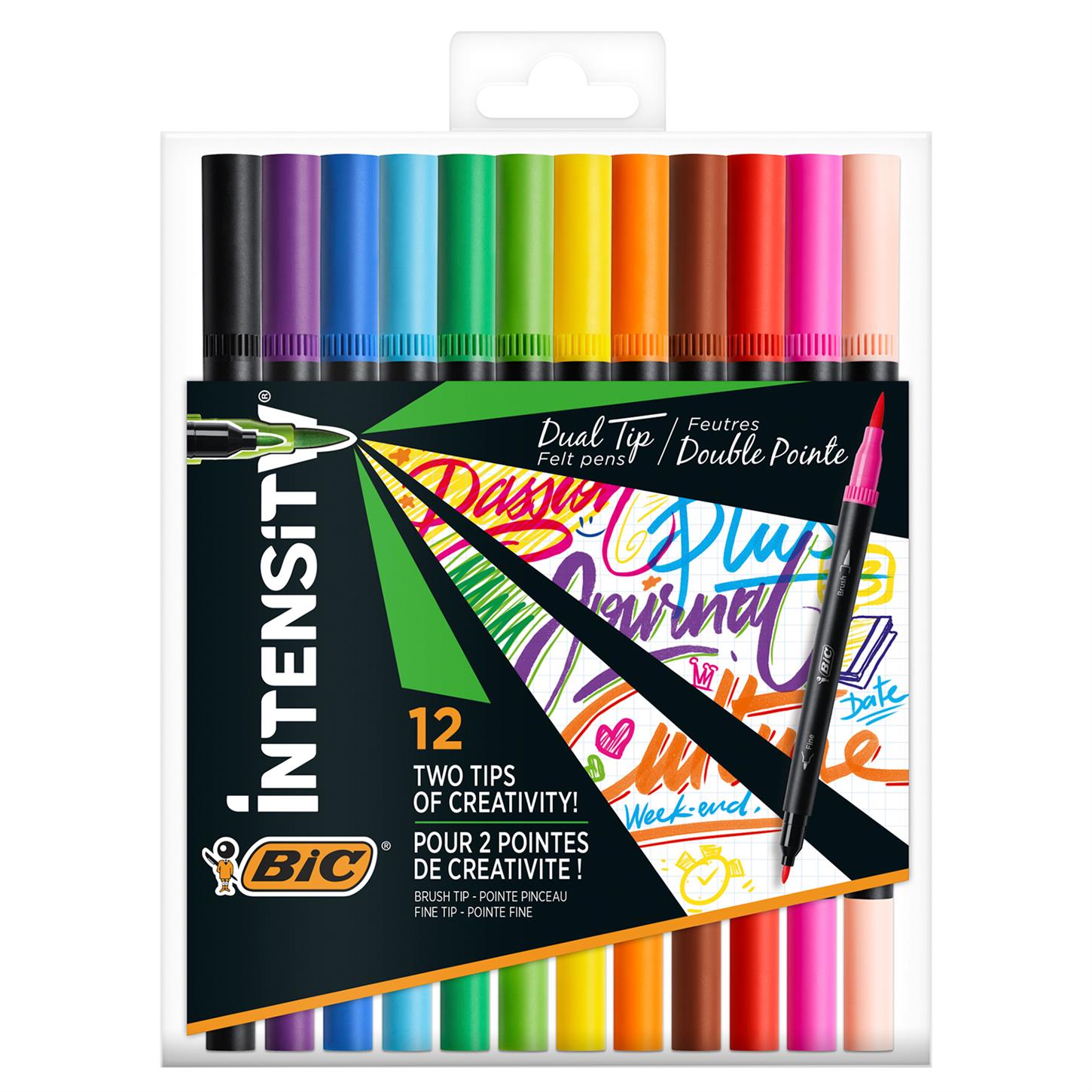 Bic Intensıty Dual Tip Çift Taraflı Keçeli Boya  Kalemi, 12 Renk