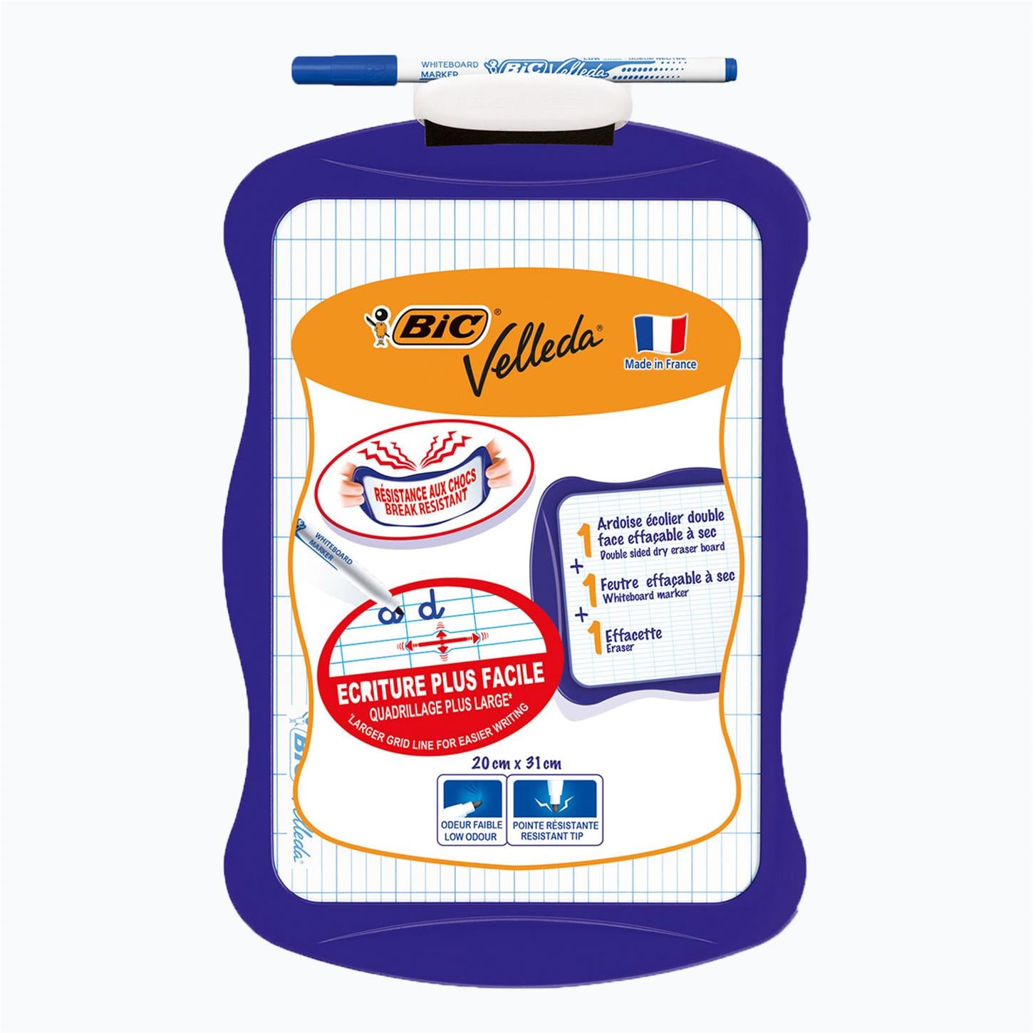 Bic Mini Beyaz Yazı Tahtası, Kalem 1721 + Silgi,  Mavi