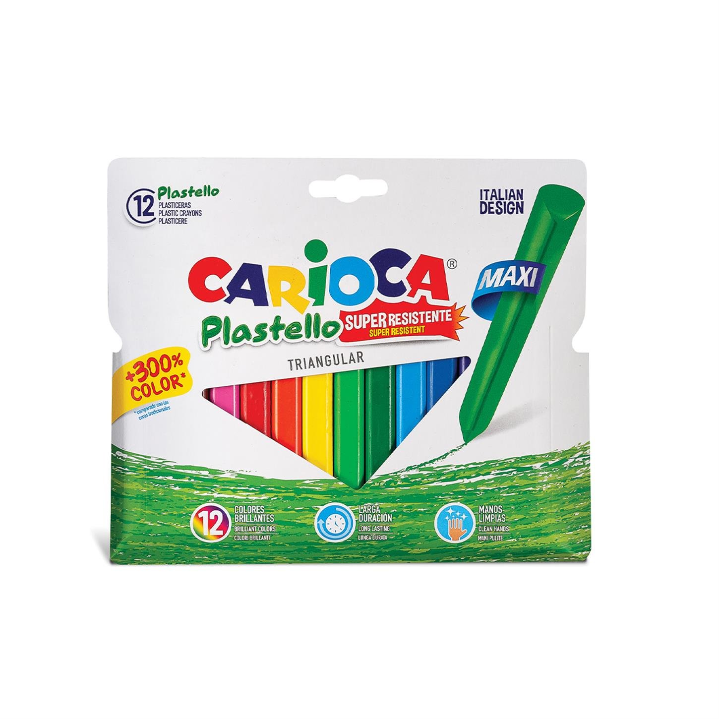 Carioca Jumbo Üçgen Elleri Kirletmeyen Yıkanabilir Pastel Boya Kalemi 12li