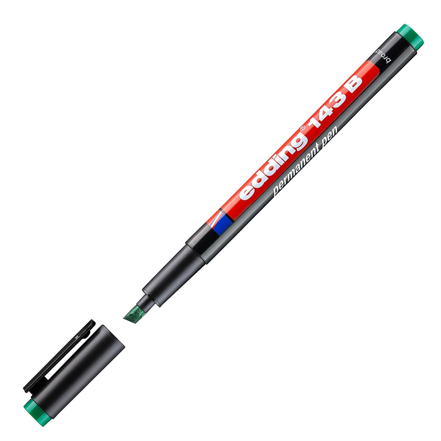 Edding 143 B Çok Amaçlı Asetat Kalemi - Permanent  Kesik Uç 1-3 mm Yeşil