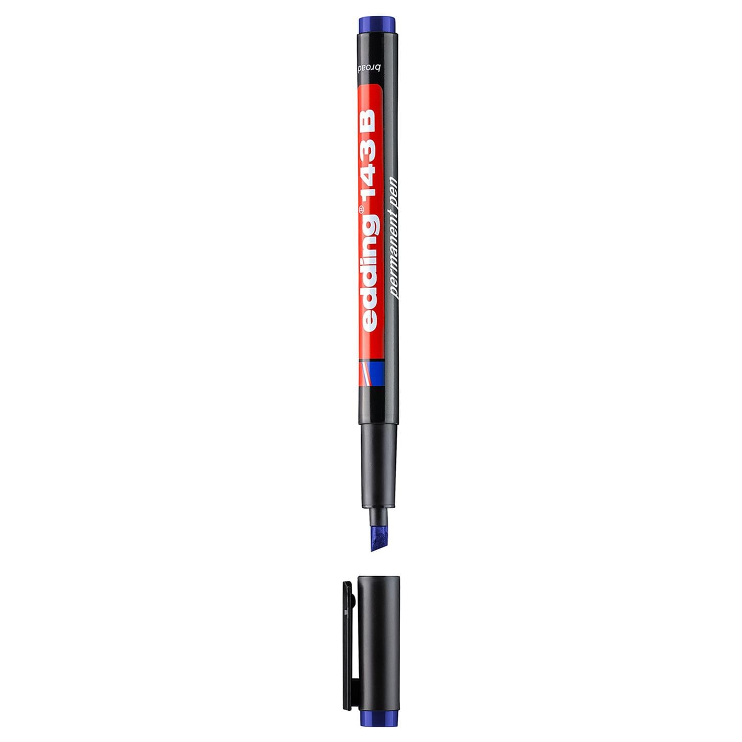 Edding 143 B Çok Amaçlı Asetat Kalemi - Permanent  Kesik Uç 1-3 mm Mavi