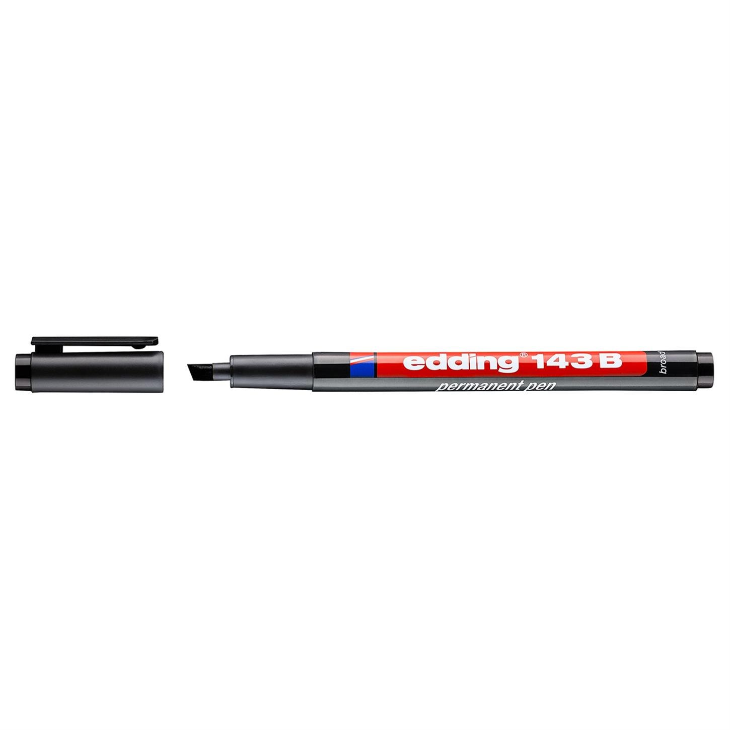 Edding 143 B Çok Amaçlı Asetat Kalemi - Permanent  Kesik Uç 1-3 mm Siyah