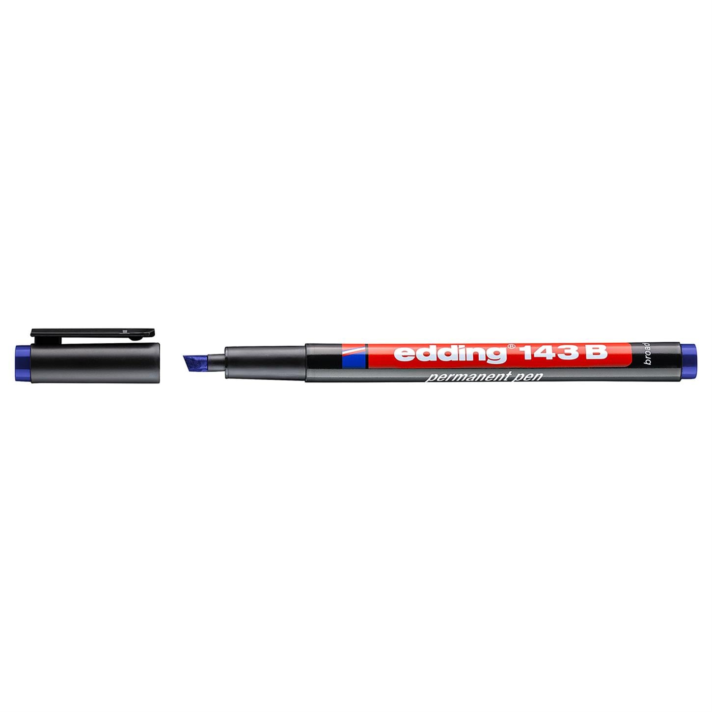 Edding 143 B Çok Amaçlı Asetat Kalemi - Permanent  Kesik Uç 1-3 mm Mavi