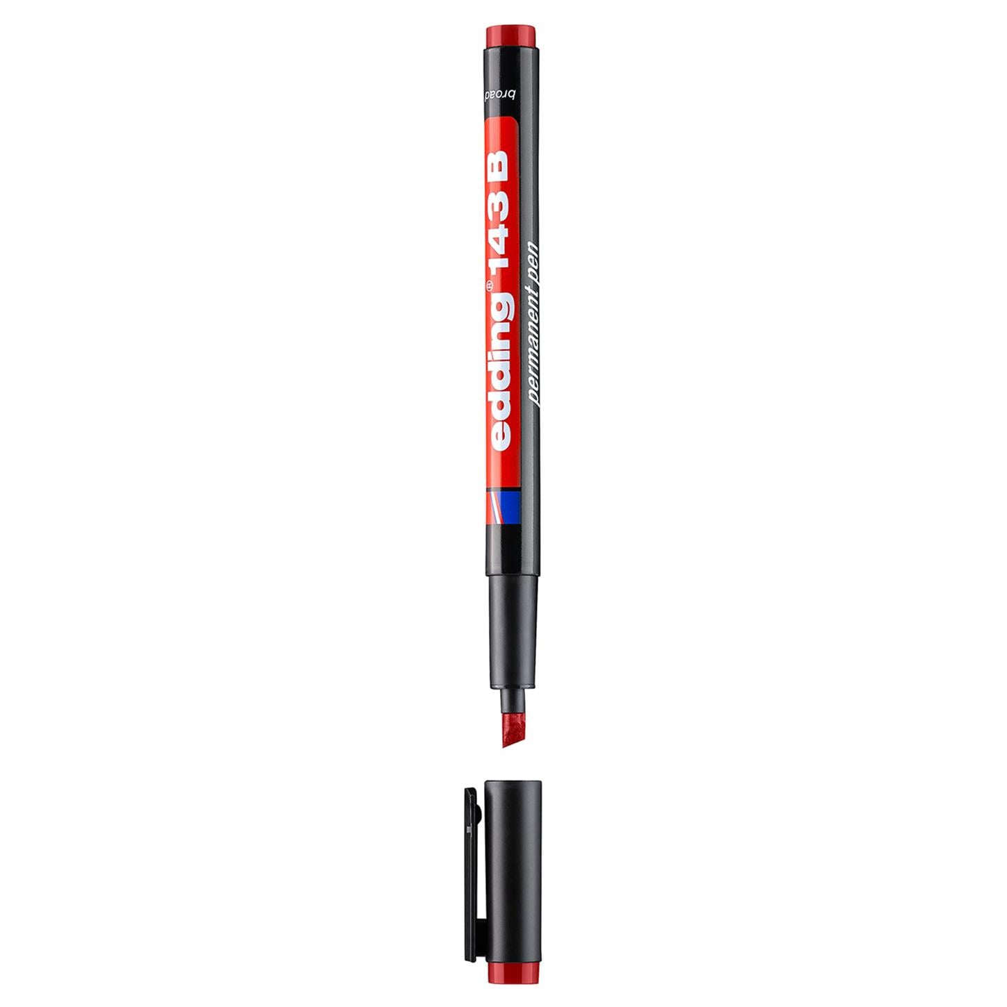 Edding 143 B Çok Amaçlı Asetat Kalemi - Permanent  Kesik Uç 1-3 mm Kırmızı