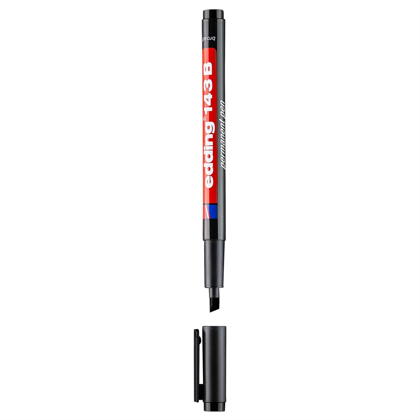 Edding 143 B Çok Amaçlı Asetat Kalemi - Permanent  Kesik Uç 1-3 mm Siyah