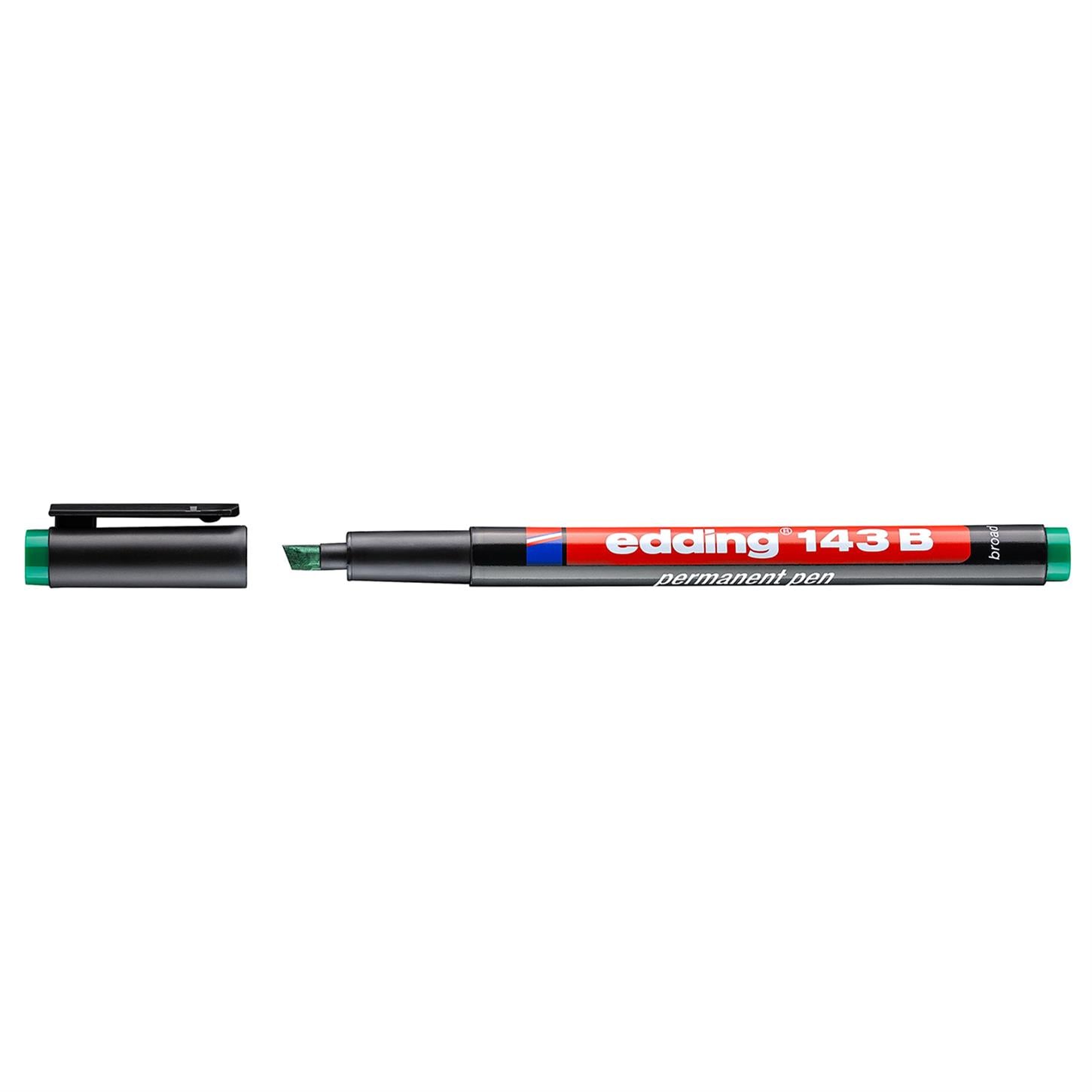 Edding 143 B Çok Amaçlı Asetat Kalemi - Permanent  Kesik Uç 1-3 mm Yeşil