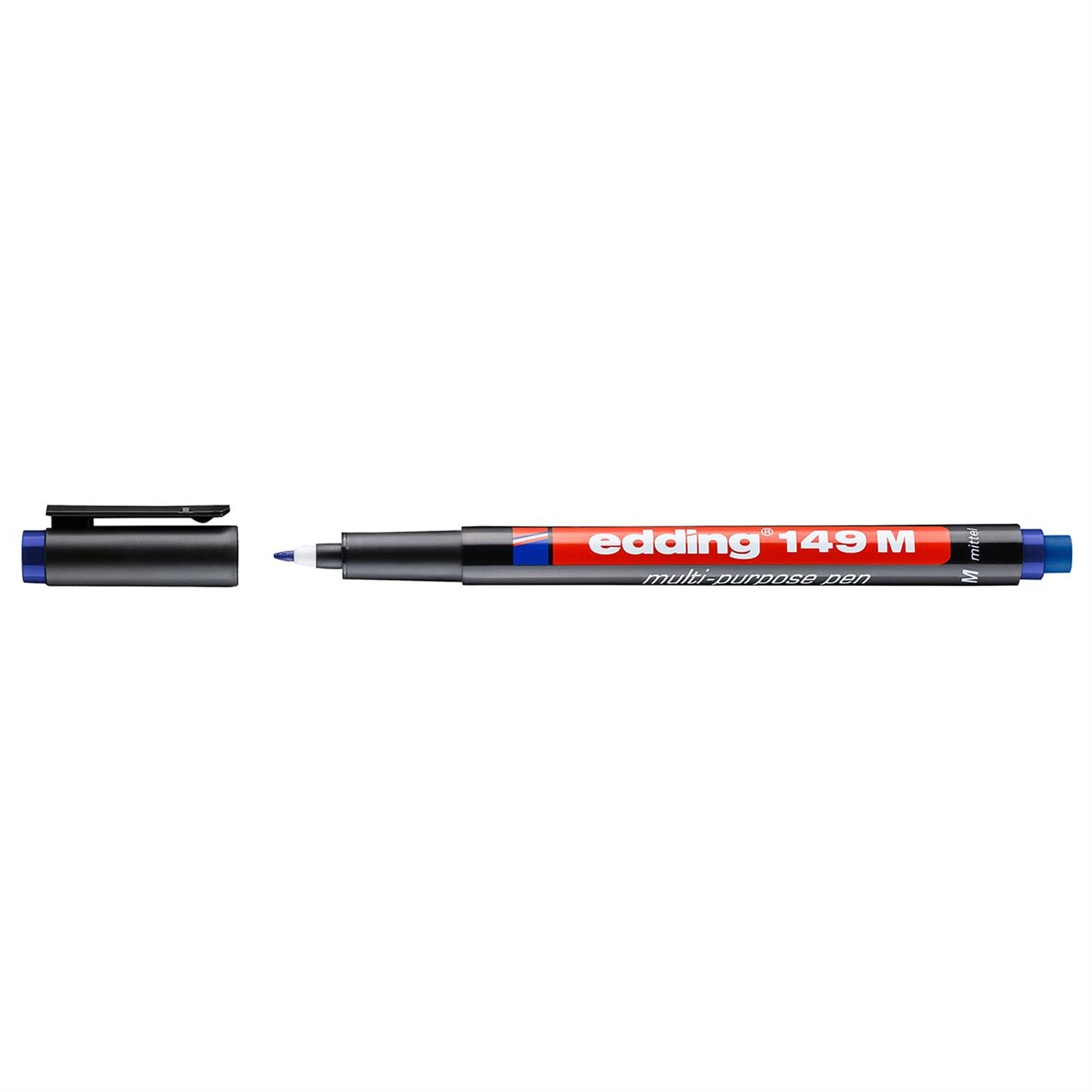 Edding 149 M Çok Amaçlı Asetat Kalemi - Silgili  Yuvarlak Uç 1 mm Mavi