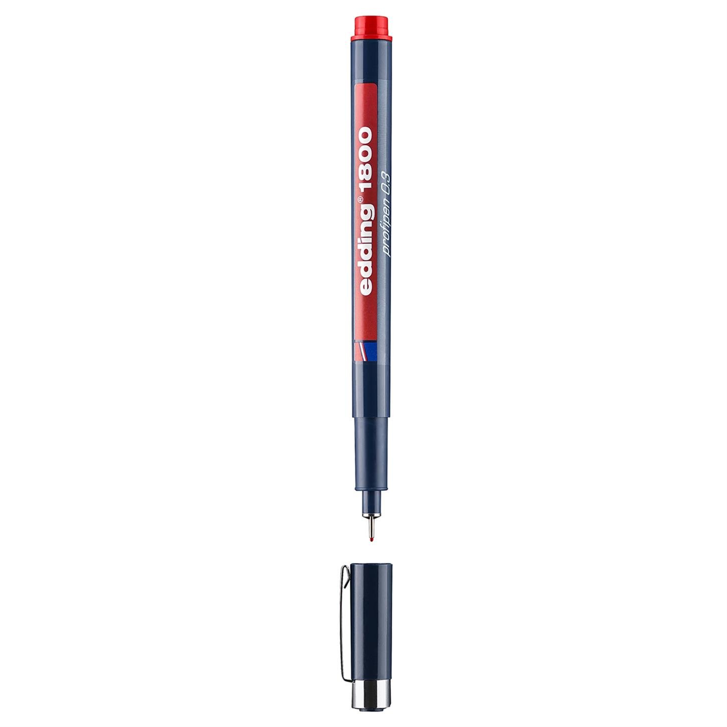 Edding 1800 Teknik Çizim Kalemi Plastik Uç 0.3 mm  Kırmızı