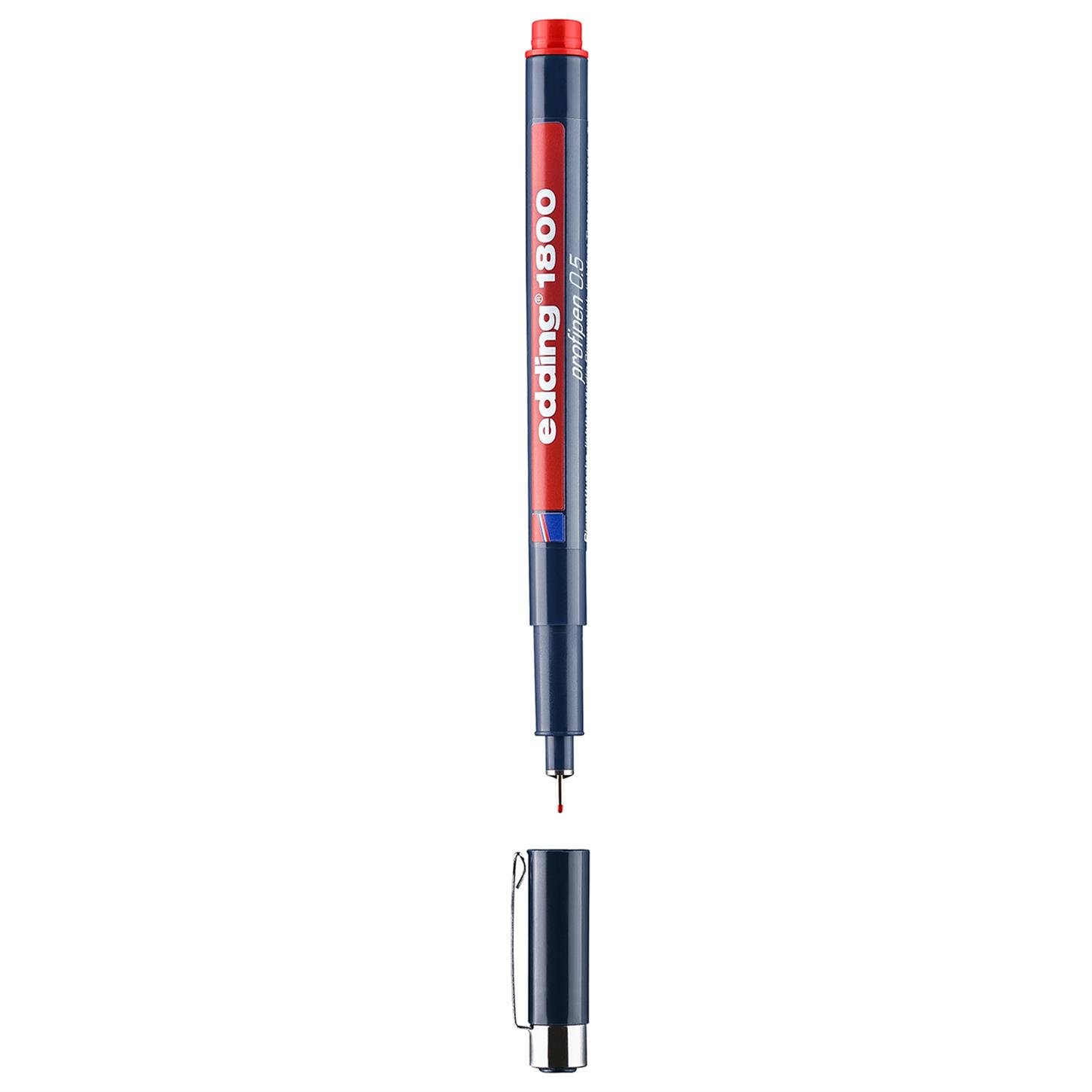 Edding 1800 Teknik Çizim Kalemi Plastik Uç 0.5 mm  Kırmızı