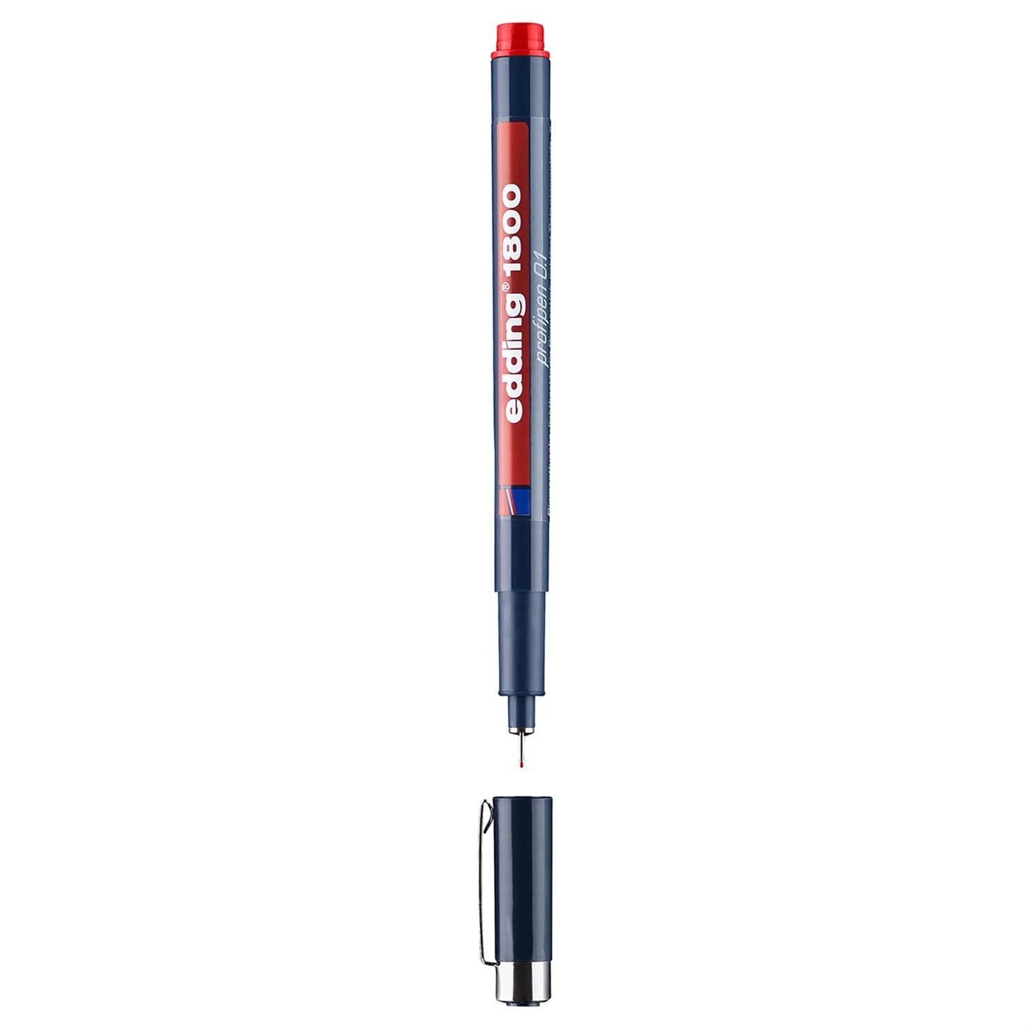 Edding 1800 Teknik Çizim Kalemi Plastik Uç 0.1 mm  Kırmızı