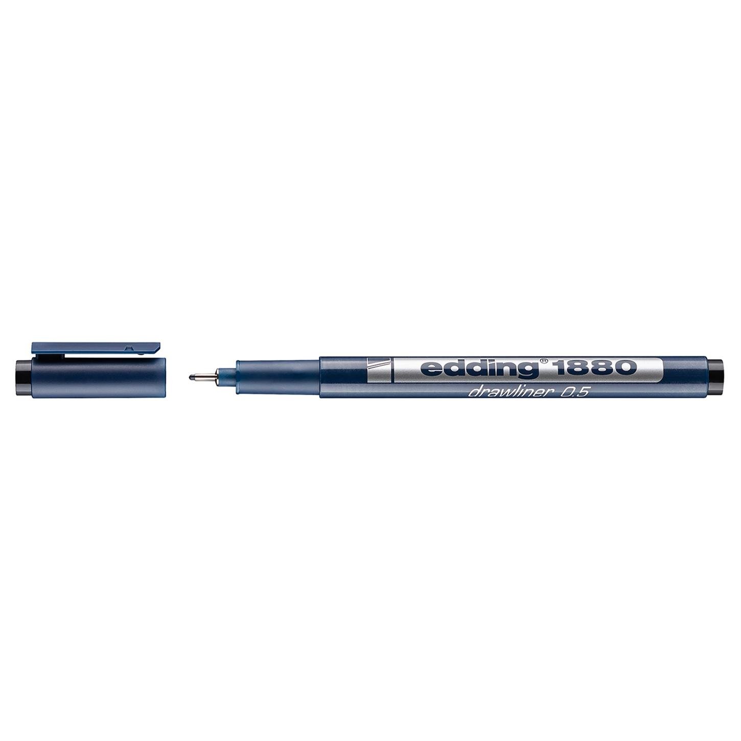 Edding 1880 Teknik Çizim Kalemi Plastik Uç 0.5 mm  Siyah