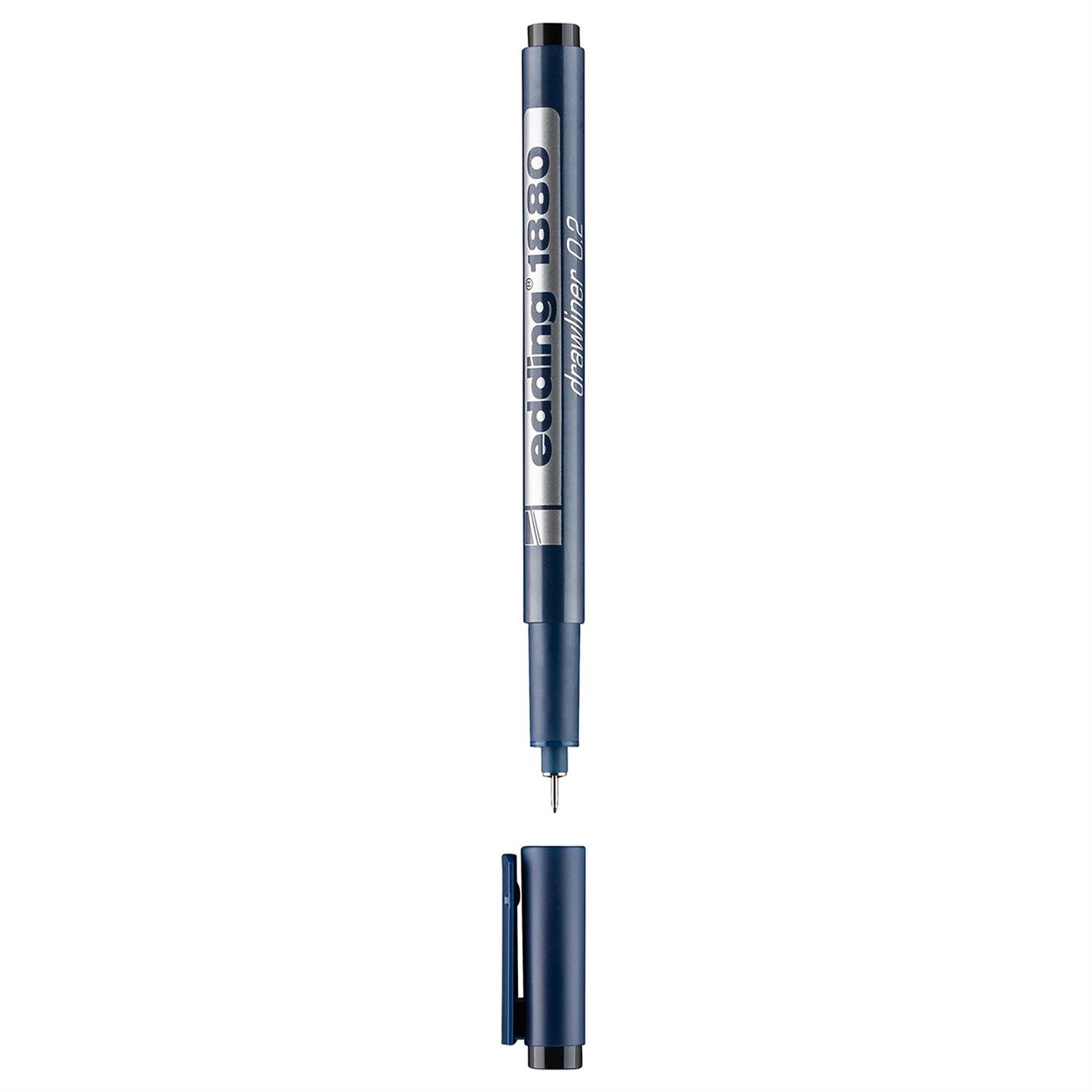 Edding 1880 Teknik Çizim Kalemi Plastik Uç 0.2 mm  Siyah