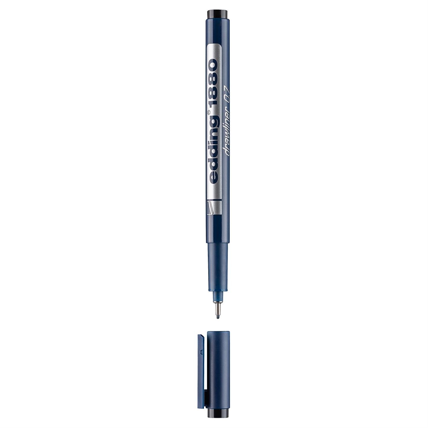 Edding 1880 Teknik Çizim Kalemi Plastik Uç 0.7 mm  Siyah