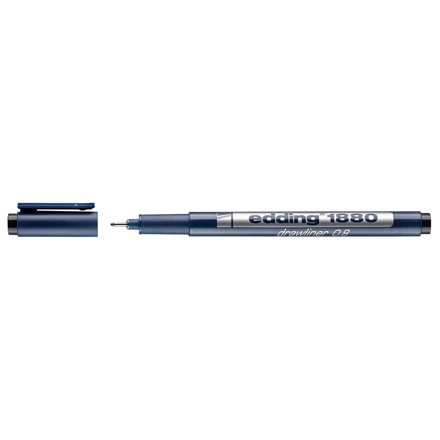 Edding 1880 Teknik Çizim Kalemi Plastik Uç 0.8 mm  Siyah