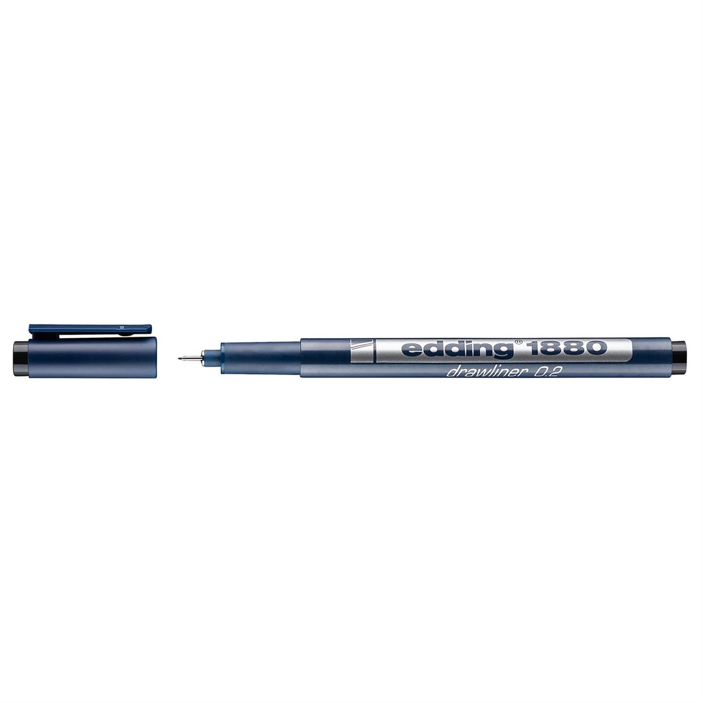 Edding 1880 Teknik Çizim Kalemi Plastik Uç 0.2 mm  Siyah