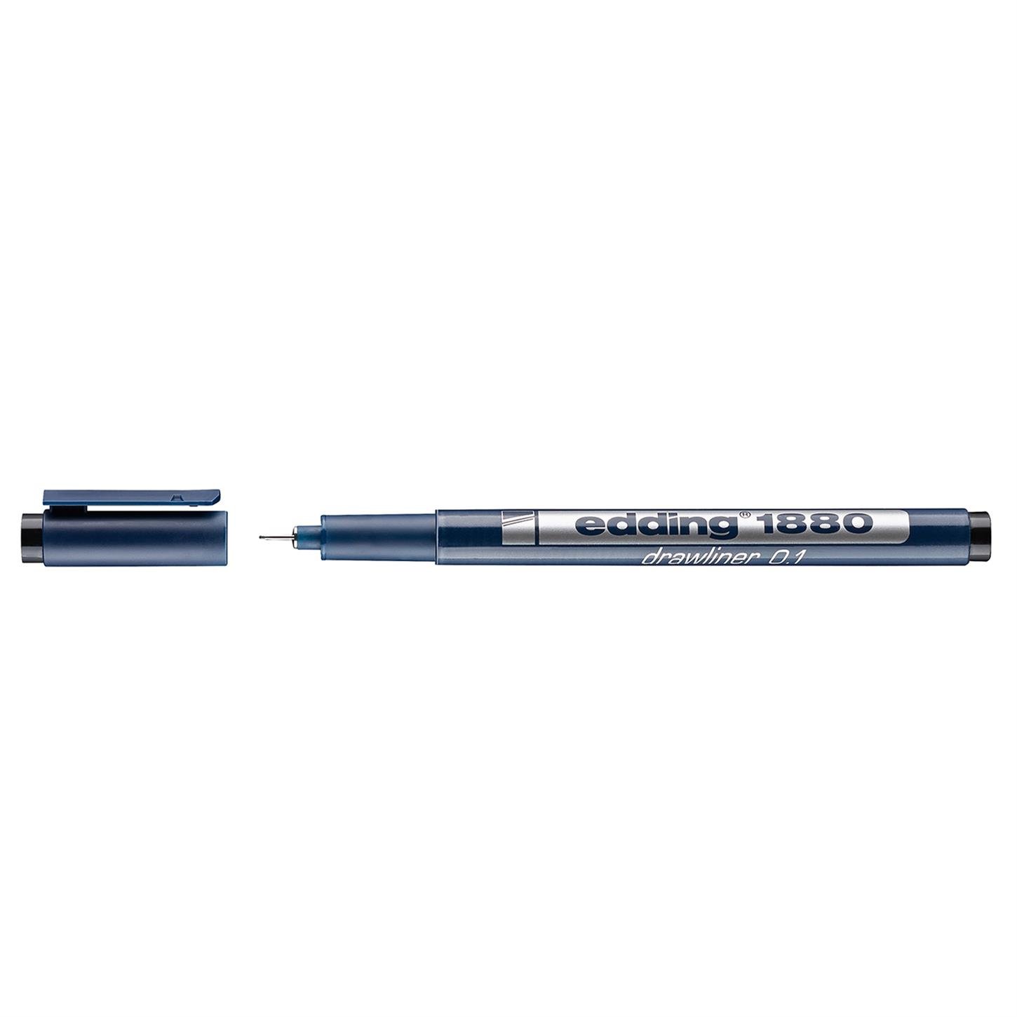 Edding 1880 Teknik Çizim Kalemi Plastik Uç 0.1 mm  Siyah