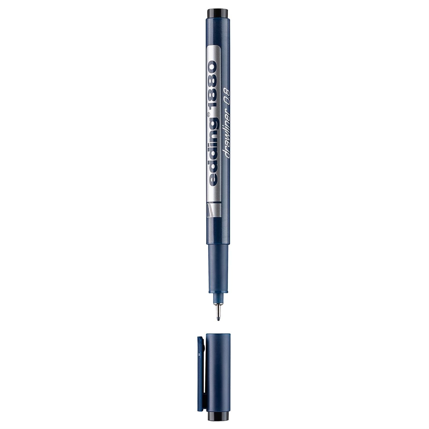 Edding 1880 Teknik Çizim Kalemi Plastik Uç 0.8 mm  Siyah
