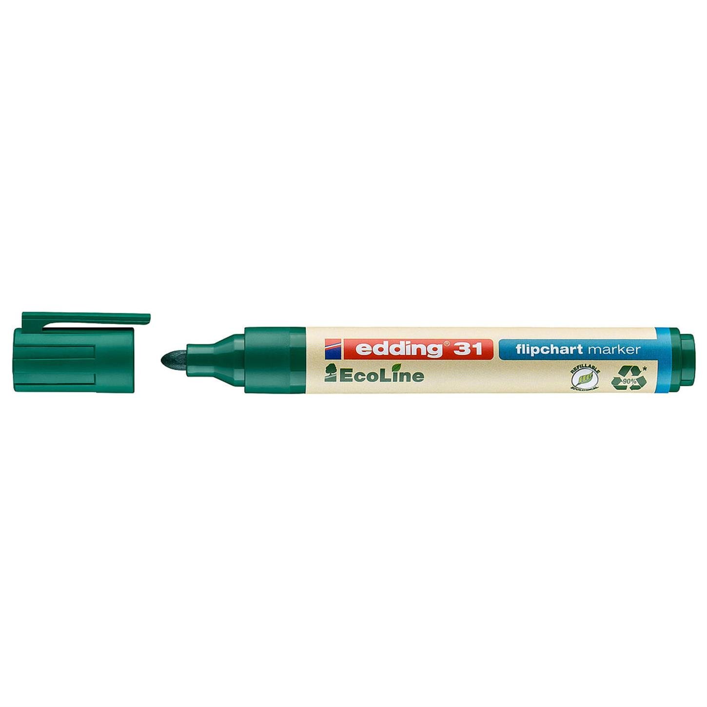 Edding 31 Ecoline Flipchart Kalemi Yuvarlak Uç  1.5-3 mm Yeşil