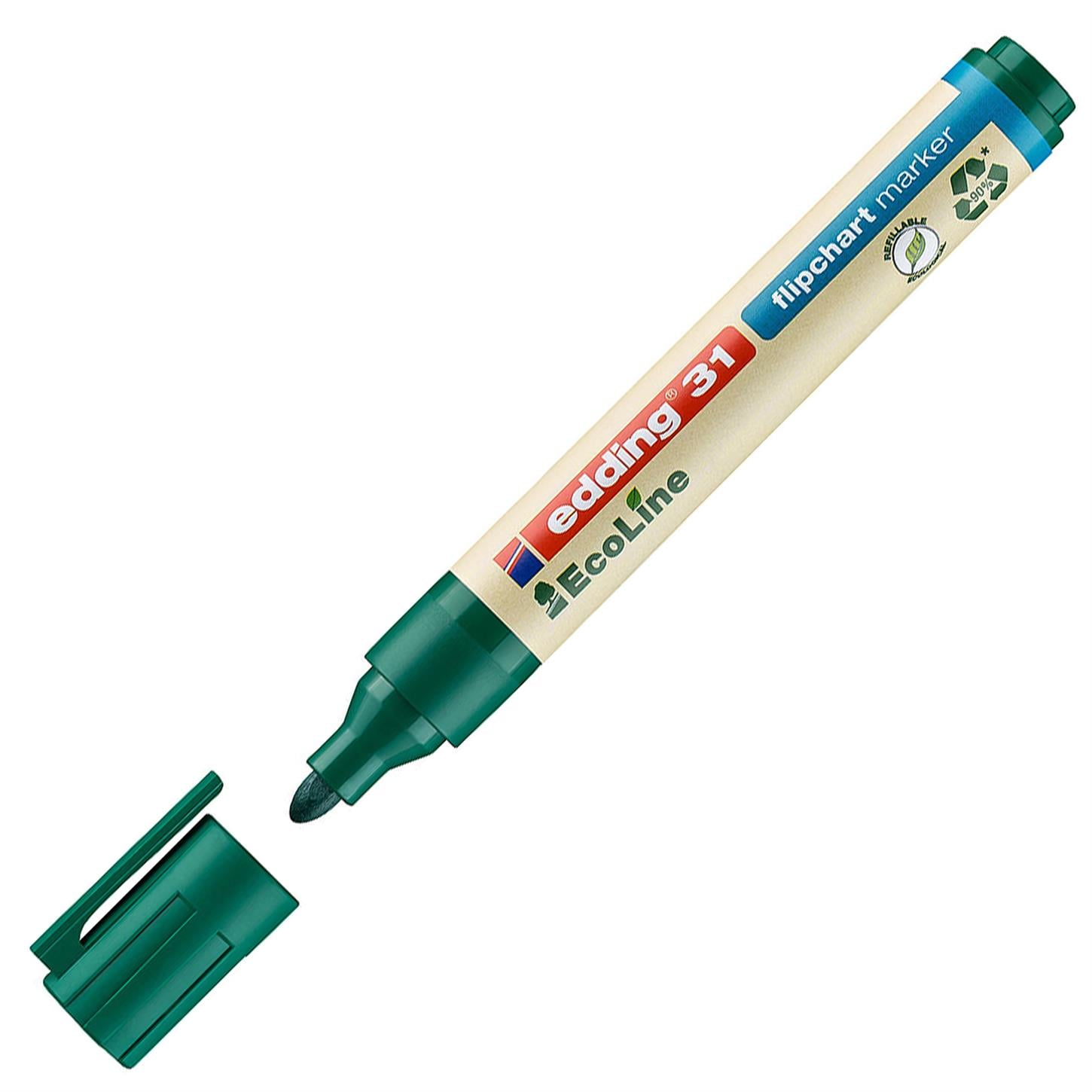 Edding 31 Ecoline Flipchart Kalemi Yuvarlak Uç  1.5-3 mm Yeşil