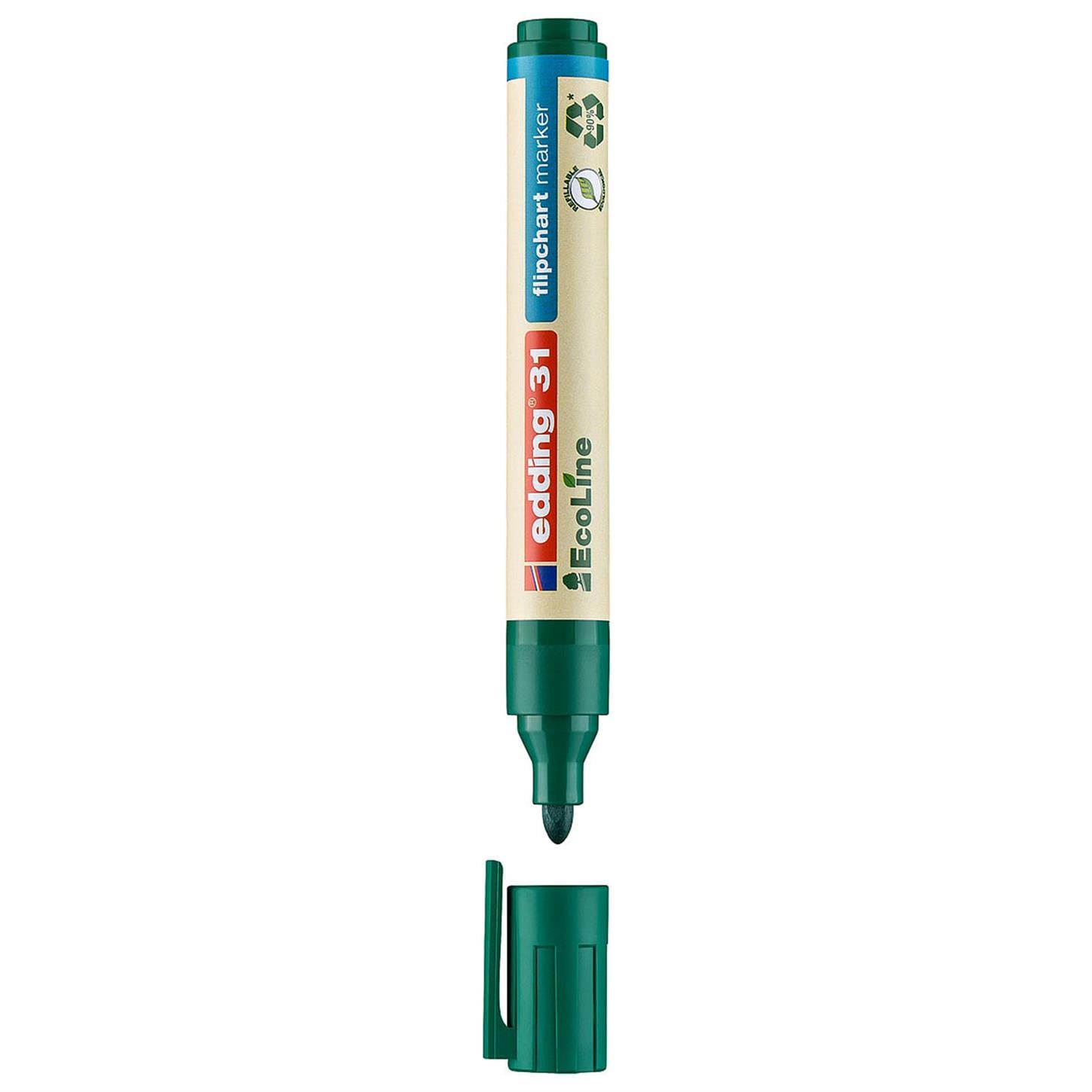 Edding 31 Ecoline Flipchart Kalemi Yuvarlak Uç  1.5-3 mm Yeşil