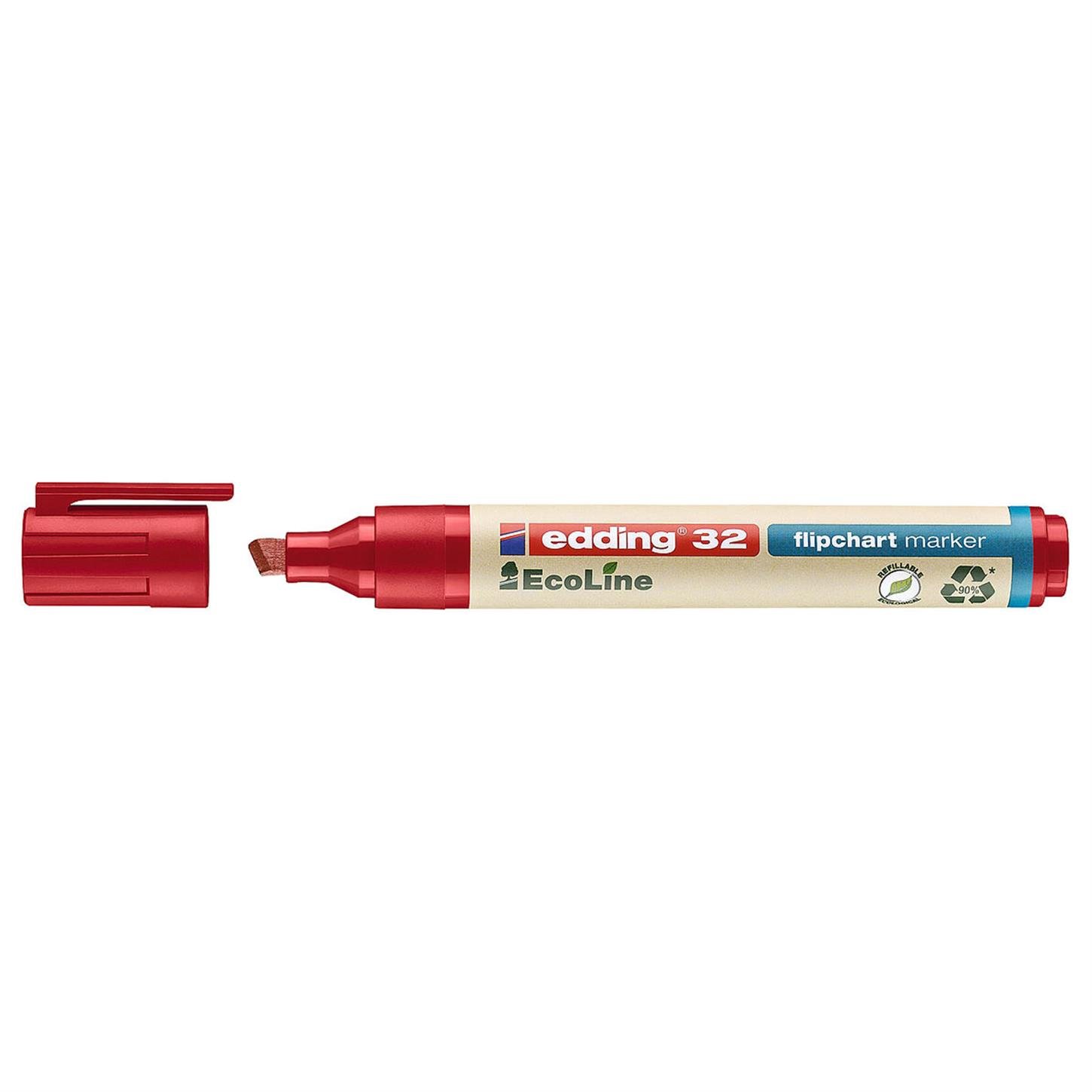 Edding 32 Ecoline Flipchart Kalemi Kesik Uç 1-5 mm  Kırmızı