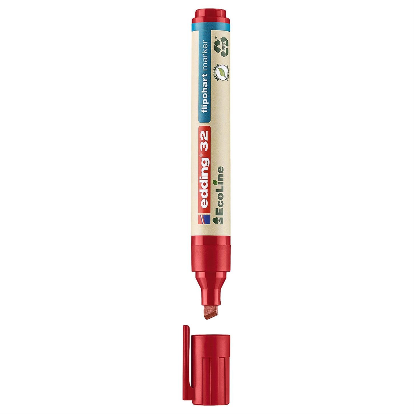 Edding 32 Ecoline Flipchart Kalemi Kesik Uç 1-5 mm  Kırmızı