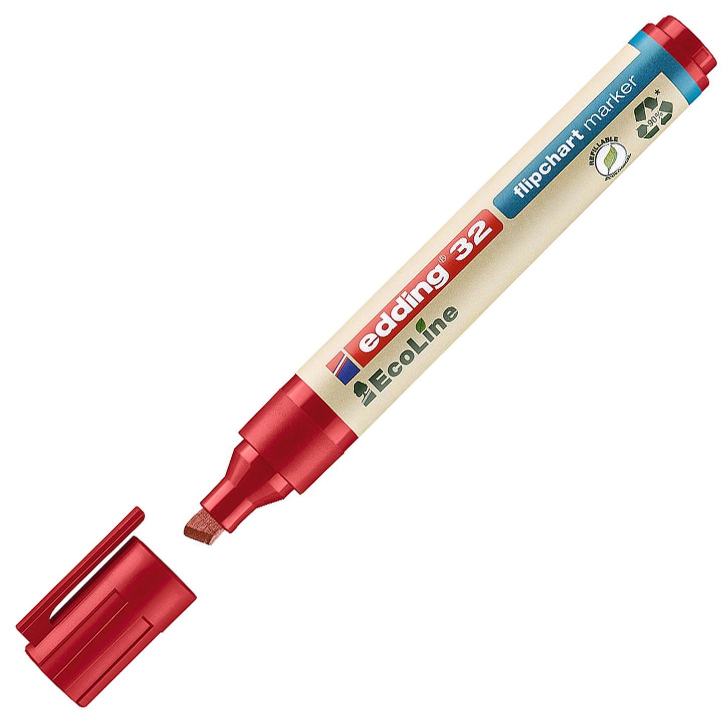 Edding 32 Ecoline Flipchart Kalemi Kesik Uç 1-5 mm  Kırmızı