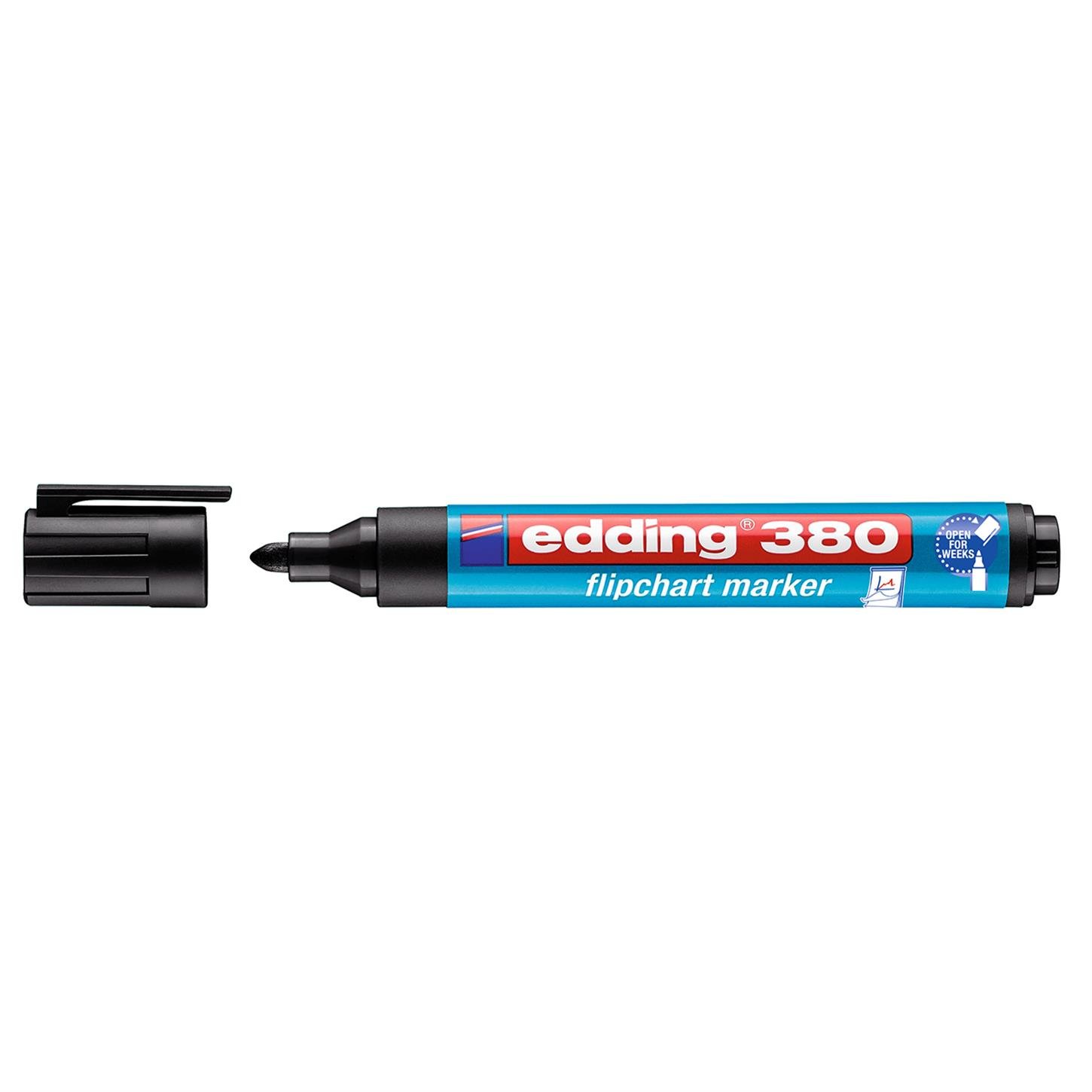 Edding 380 Flipchart Kalemi, Yuvarlak Uç, 1.5-3 mm , Siyah