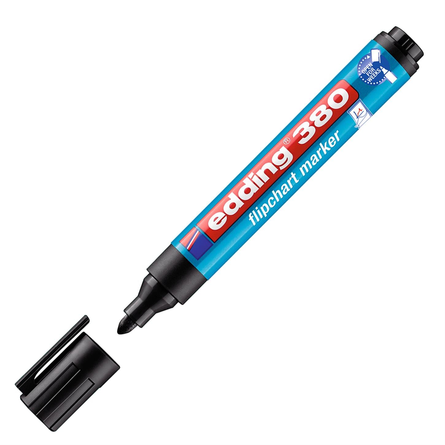 Edding 380 Flipchart Kalemi, Yuvarlak Uç, 1.5-3 mm , Siyah