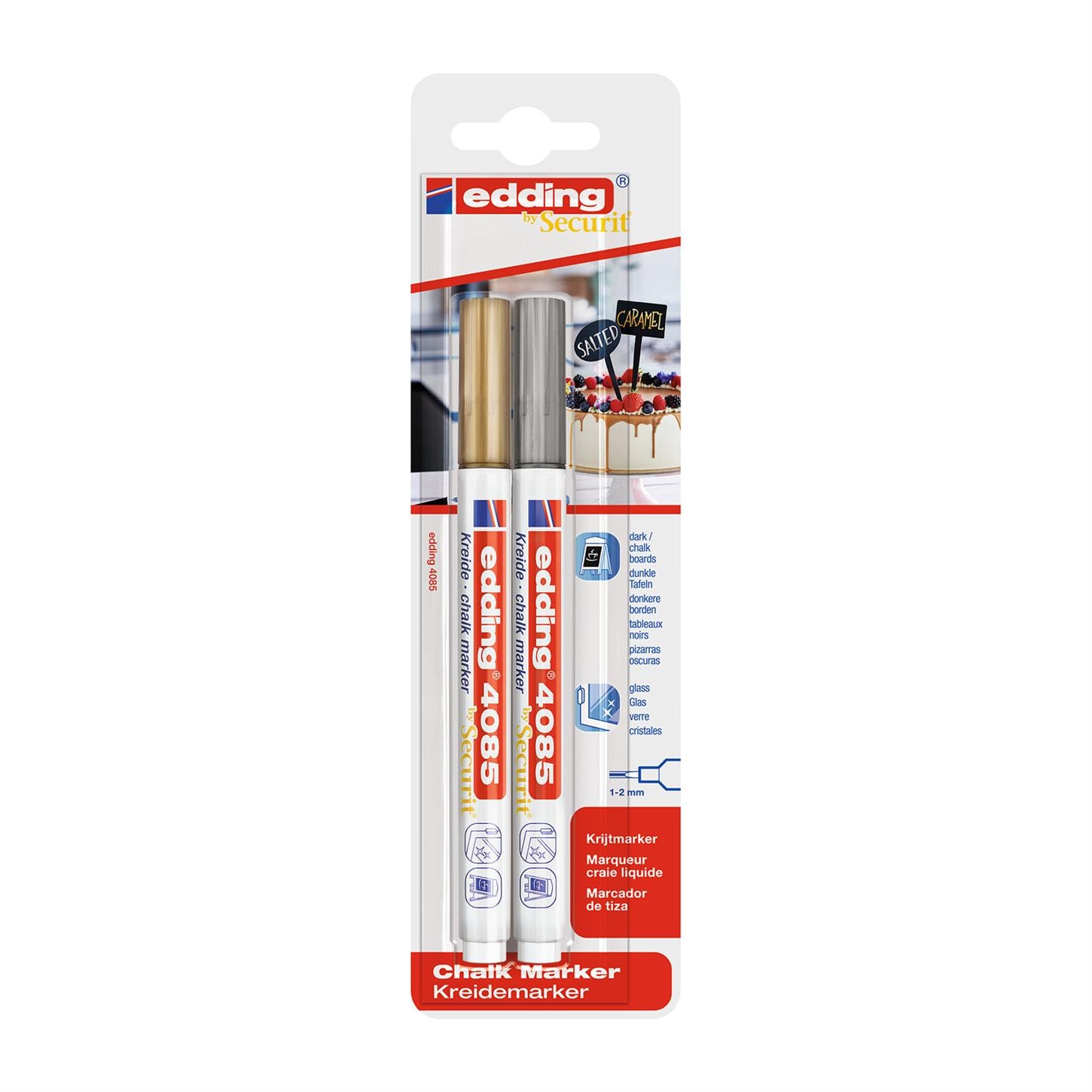 Edding 4085 Likit Tebes¸ir Kalemi, İkili Blister,  Karışık