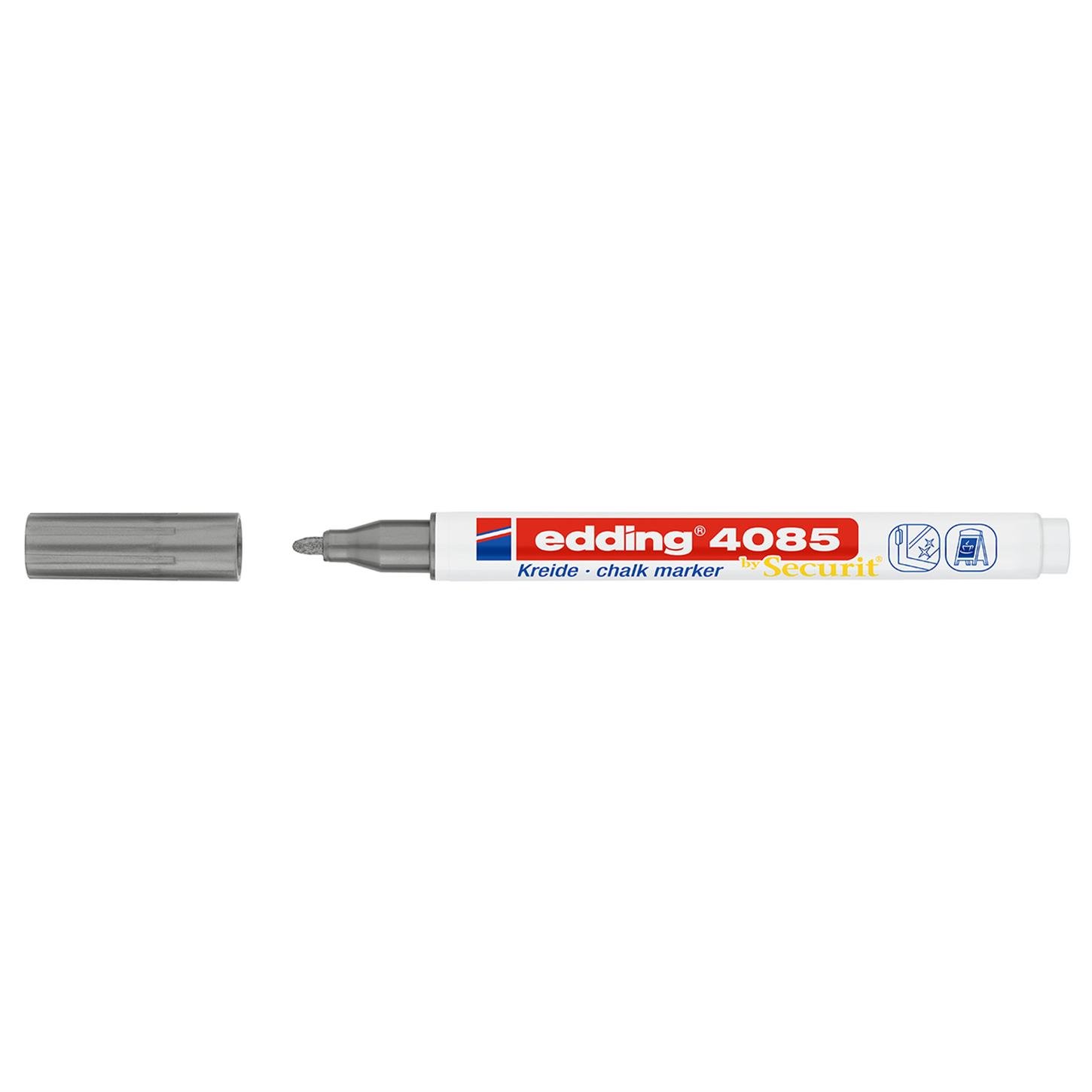 Edding 4085 likit Tebeşir Kalemi Yuvarlak Uç  1-2 mm  Gümüş