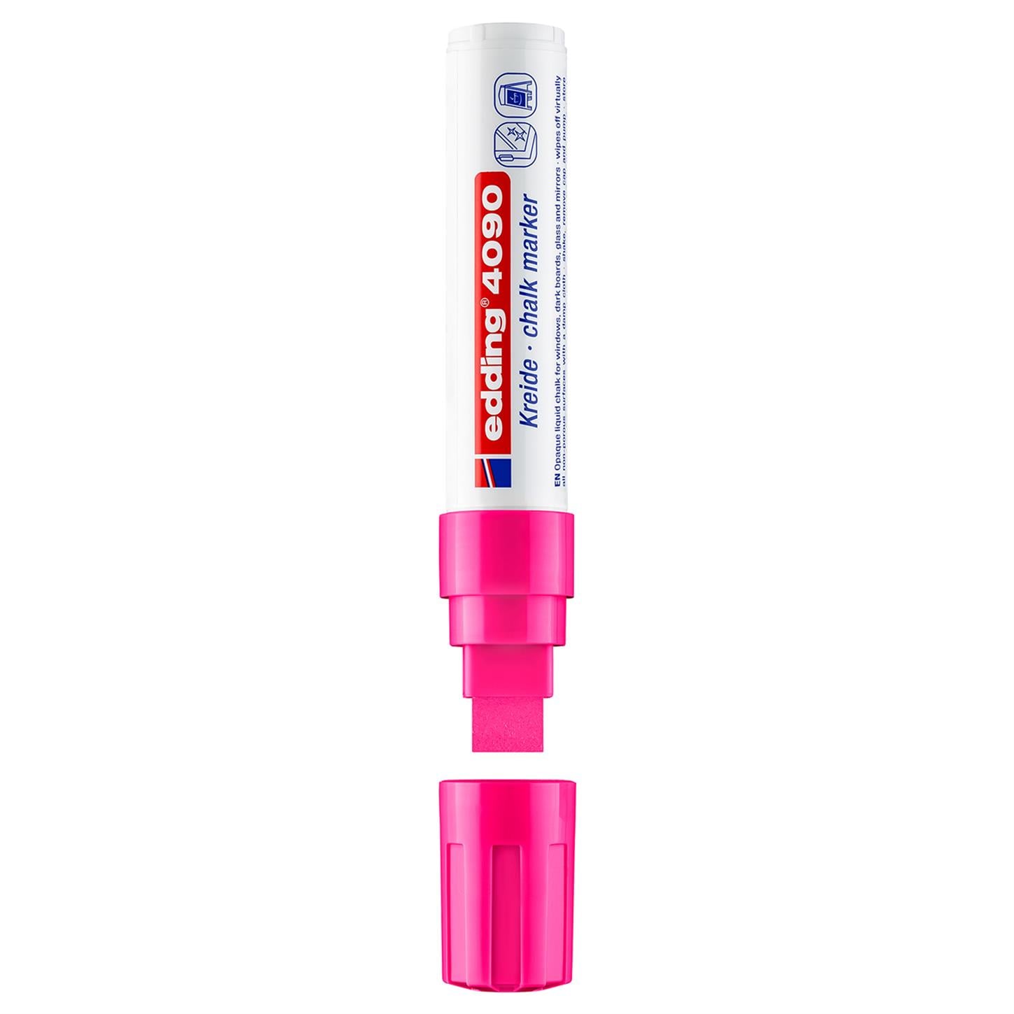 Edding 4090 likit Tebeşir Kalemi Kesik Uç 4-15 mm Fosforlu Pembe