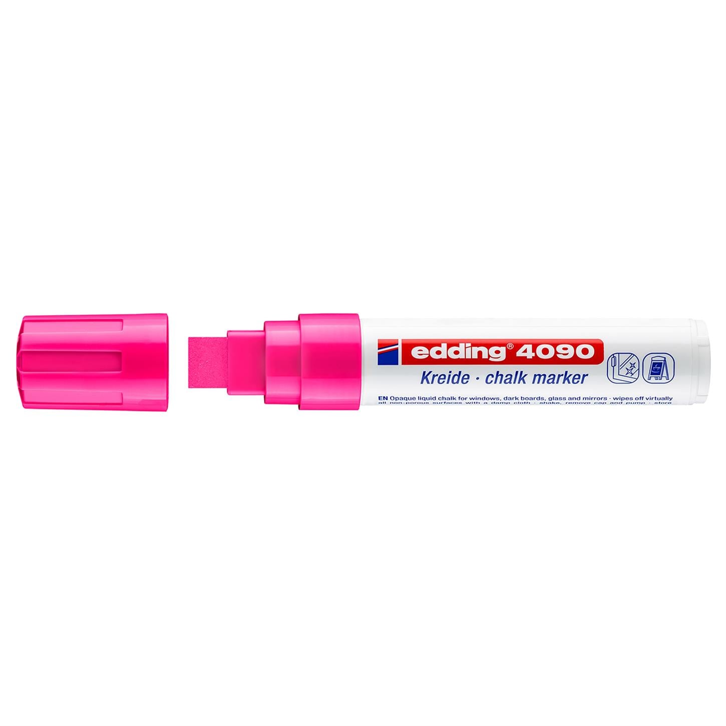 Edding 4090 likit Tebeşir Kalemi Kesik Uç 4-15 mm Fosforlu Pembe
