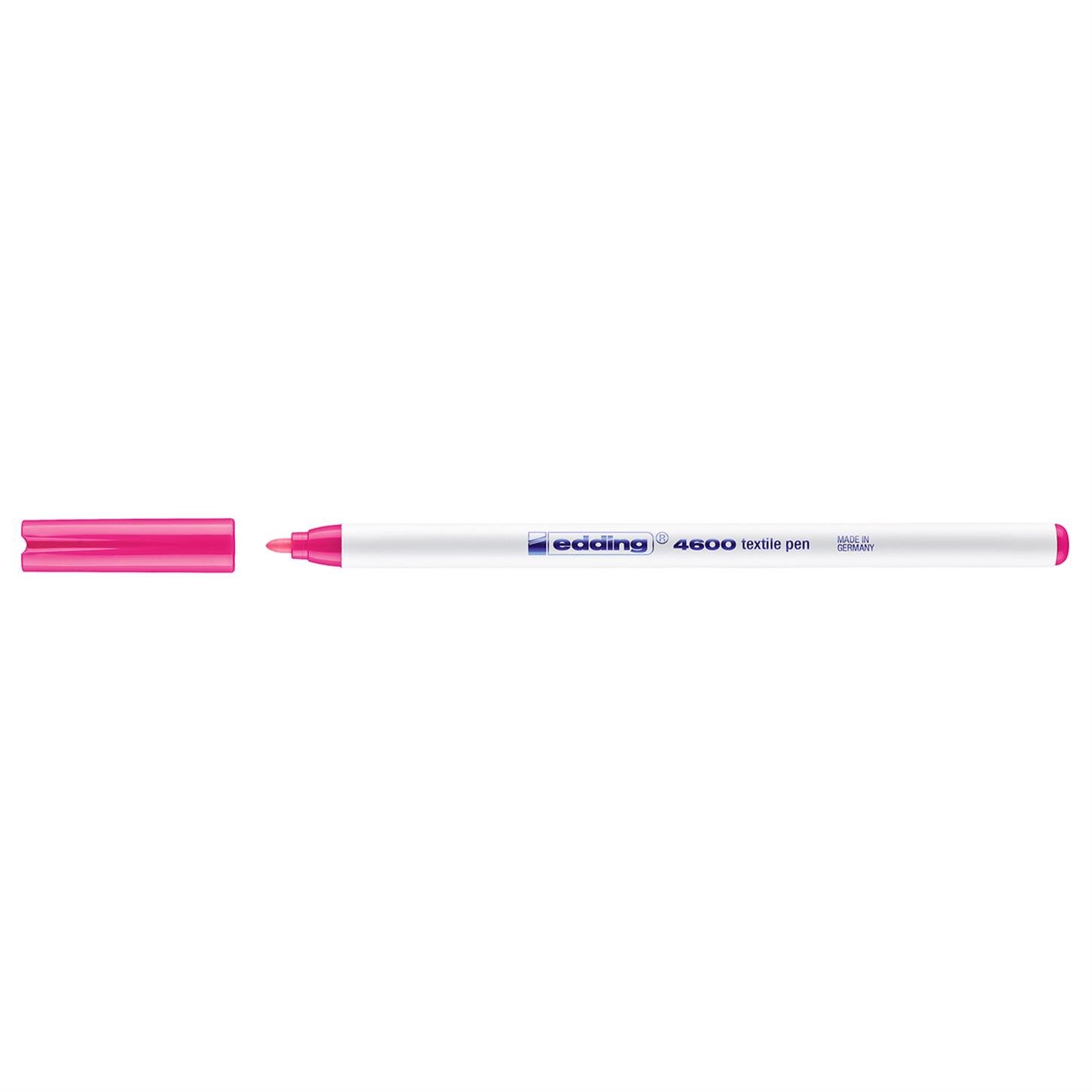 Edding 4600 Tekstil Kalemi Yuvarlak Uç 1 mm Fosfor Fosforlu Pembe
