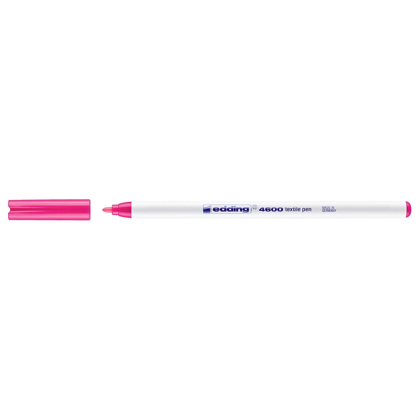 Edding 4600 Tekstil Kalemi Yuvarlak Uç 1 mm Fosfor Fosforlu Pembe