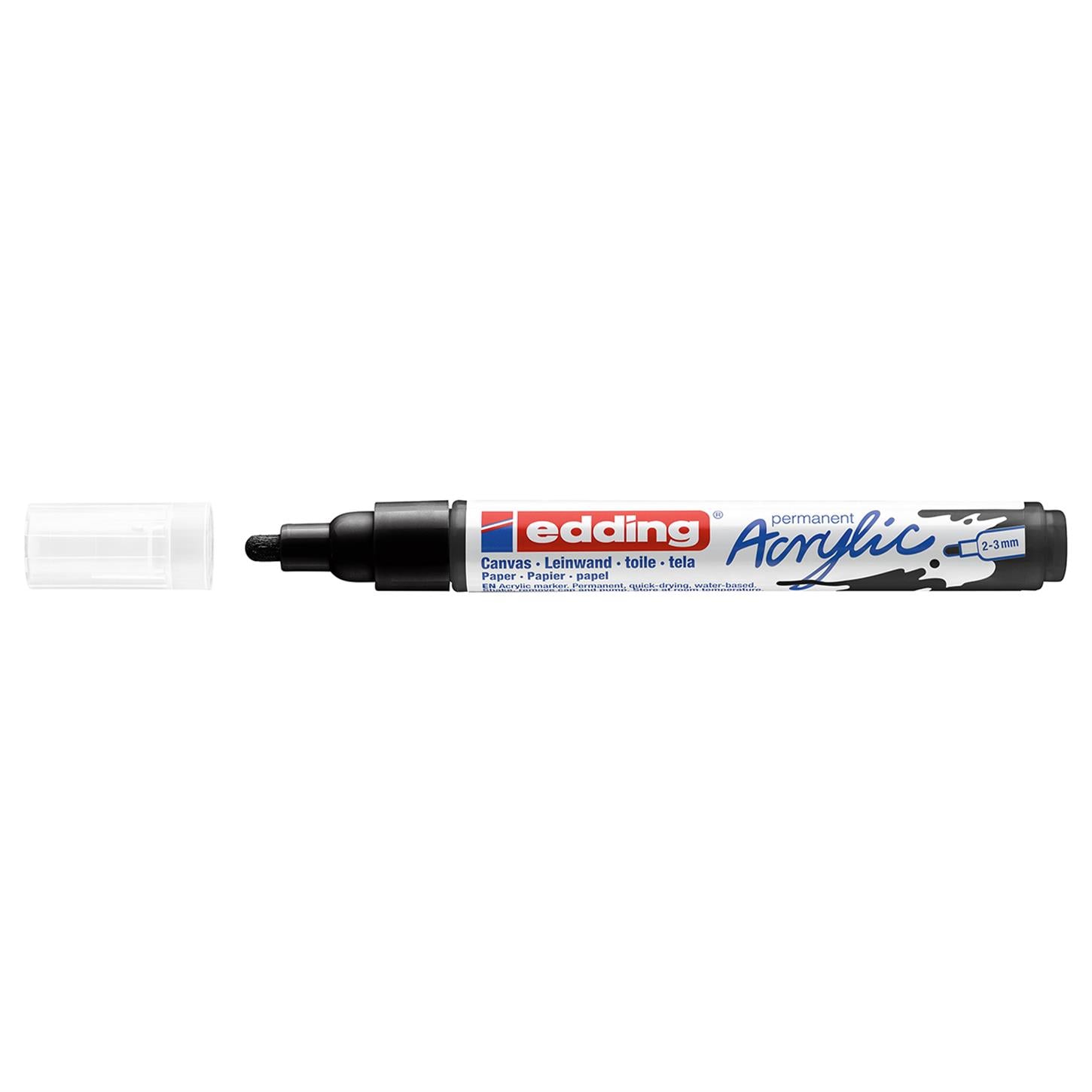 Edding 5100 Orta Uçlu Akrilik Markör Yuvarlak Uç 2-3 mm Siyah Mat