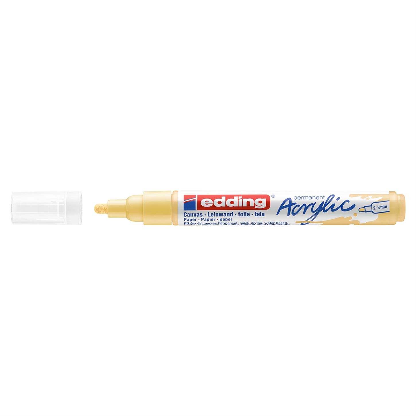 Edding 5100 Orta Uçlu Akrilik Markör Yuvarlak Uç 2-3 mm Pastel Sarı Mat