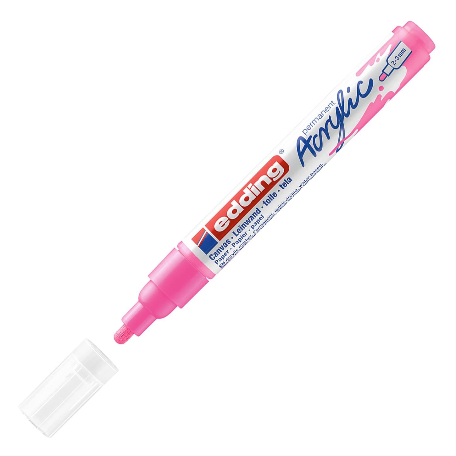 Edding 5100 Orta Uçlu Akrilik Markör Yuvarlak Uç 2-3 mm Fosforlu Pembe
