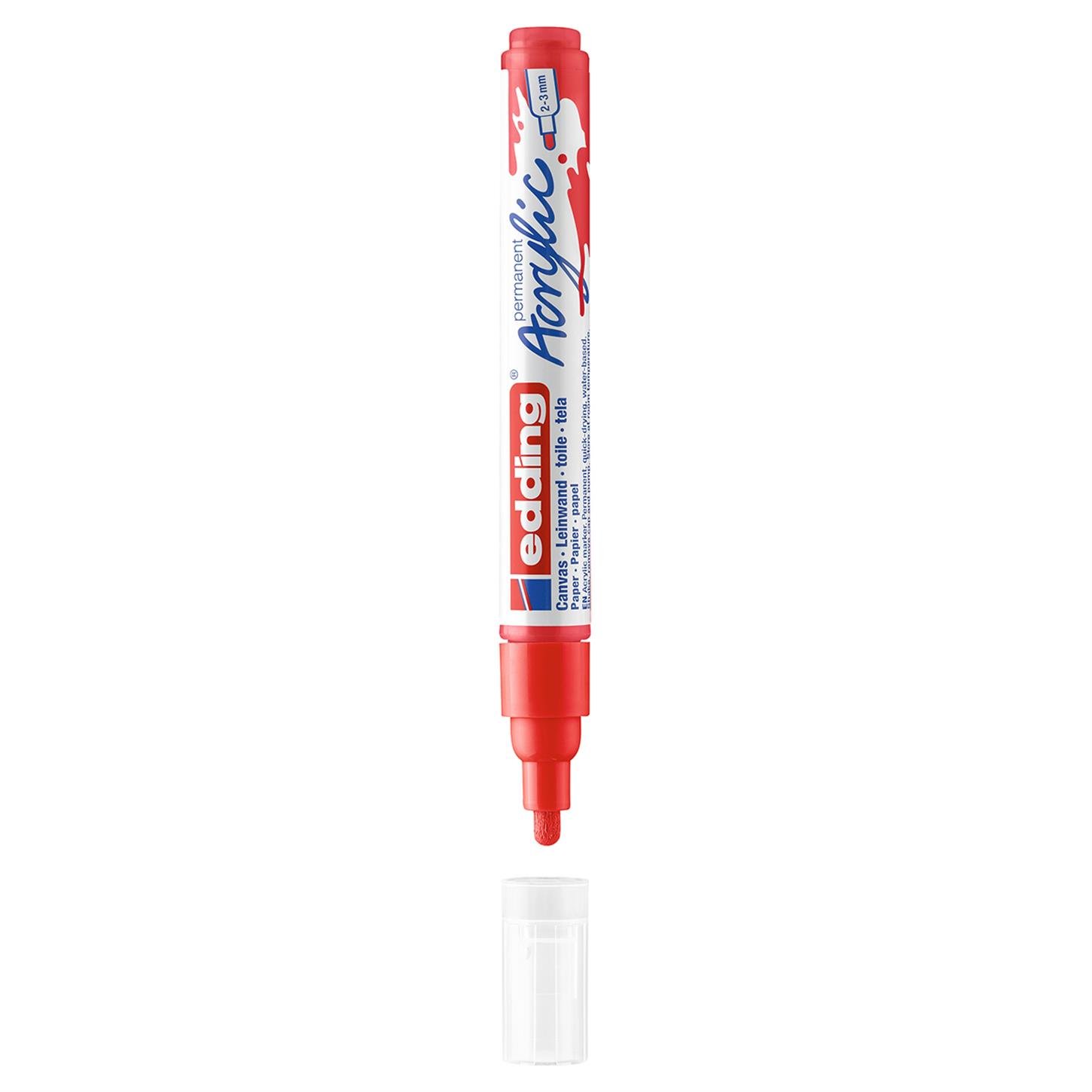 Edding 5100 Orta Uçlu Akrilik Markör Yuvarlak Uç 2-3 mm Trafik Kırmızı Mat