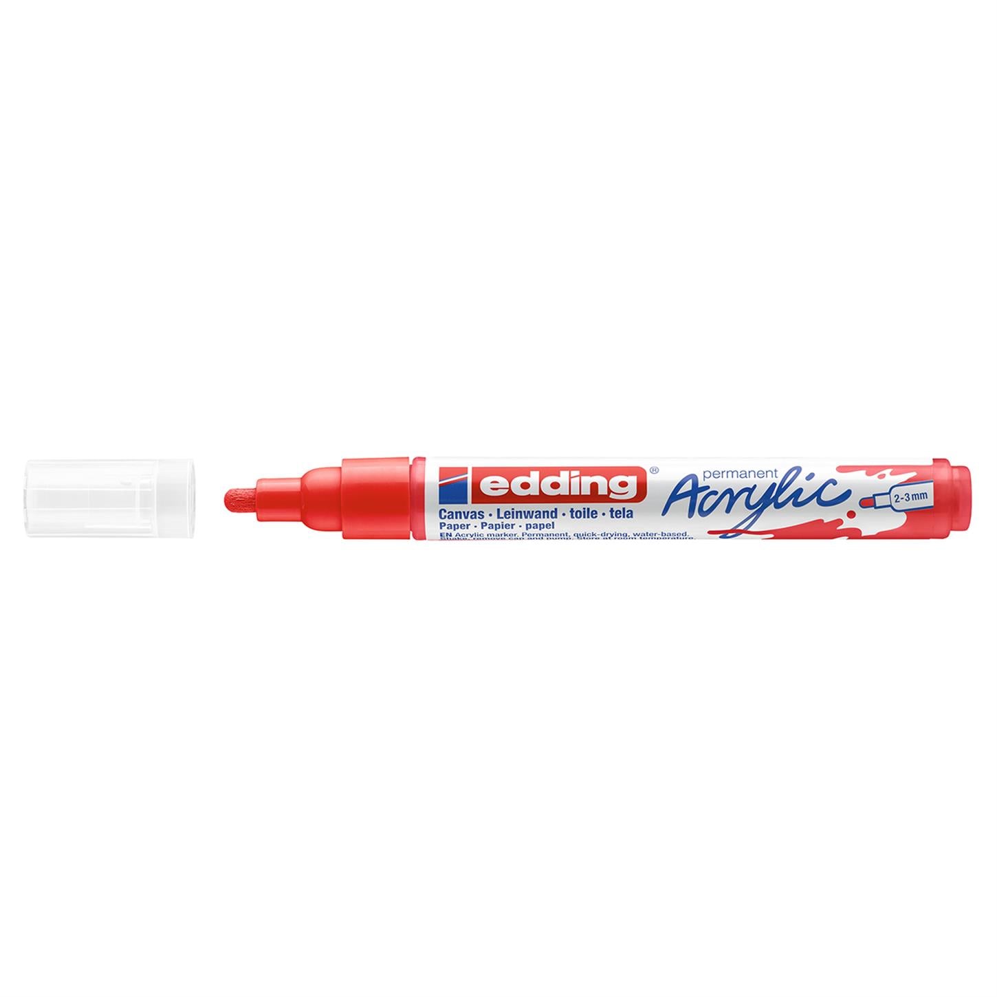 Edding 5100 Orta Uçlu Akrilik Markör Yuvarlak Uç 2-3 mm Trafik Kırmızı Mat