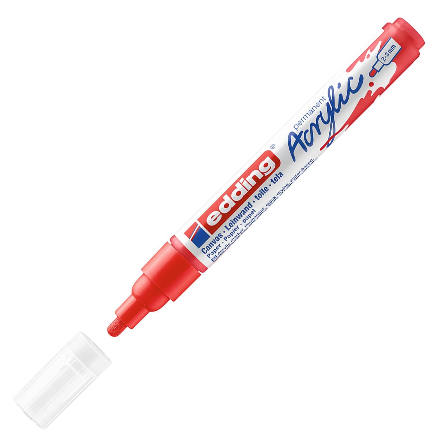 Edding 5100 Orta Uçlu Akrilik Markör Yuvarlak Uç 2-3 mm Trafik Kırmızı Mat