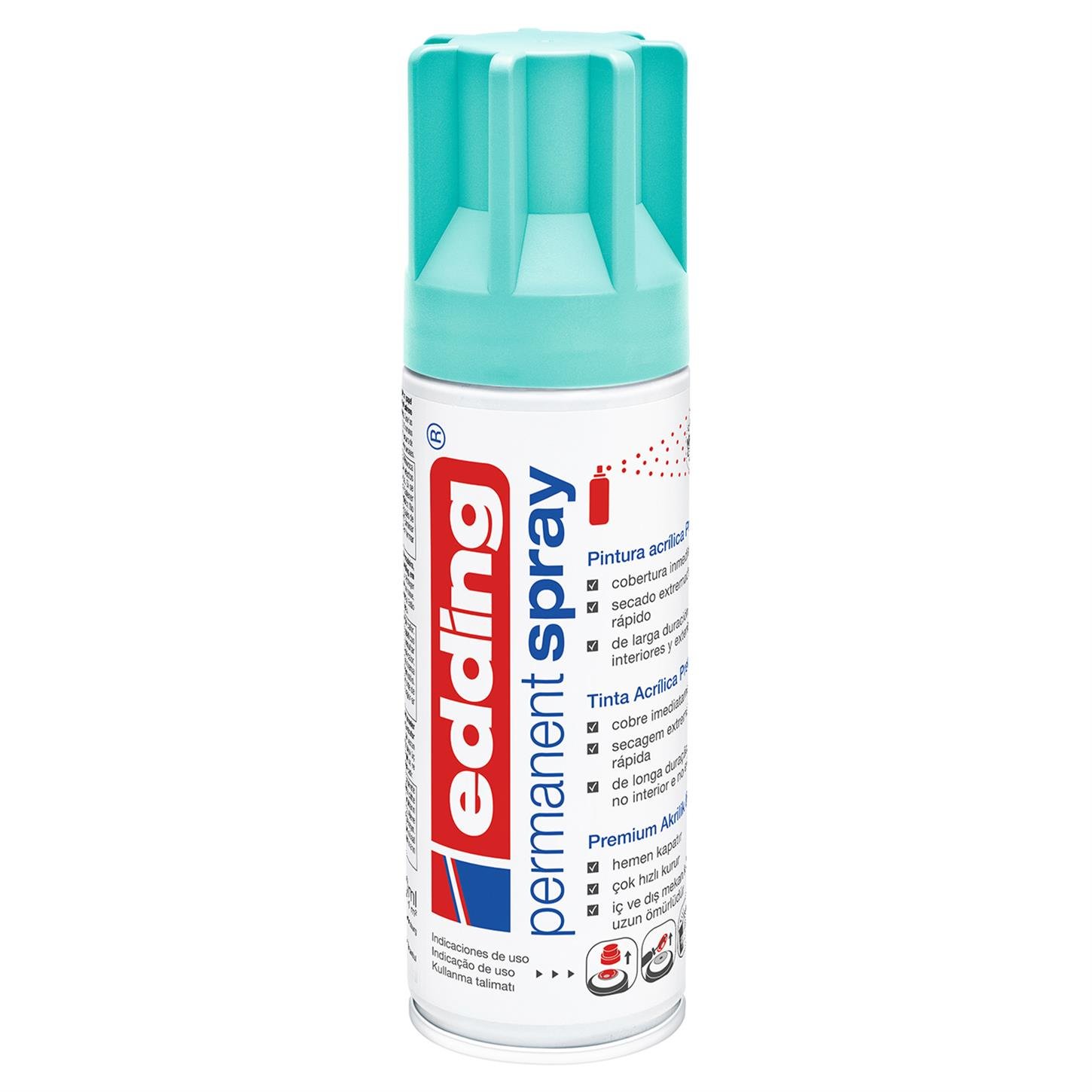 Edding 5200 Permanent Sprey Premium Akrilik Boya (200 ml) Turkuaz Mat