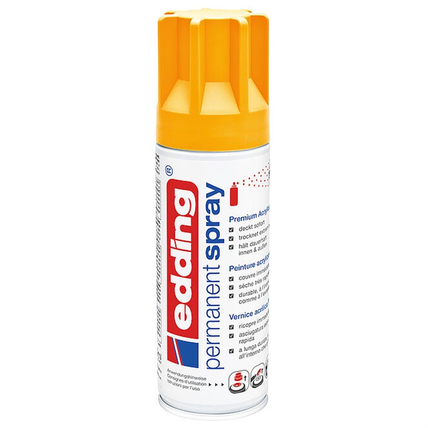 Edding 5200 Permanent Sprey Premium Akrilik Boya (200 ml) Güneş Sarısı Mat