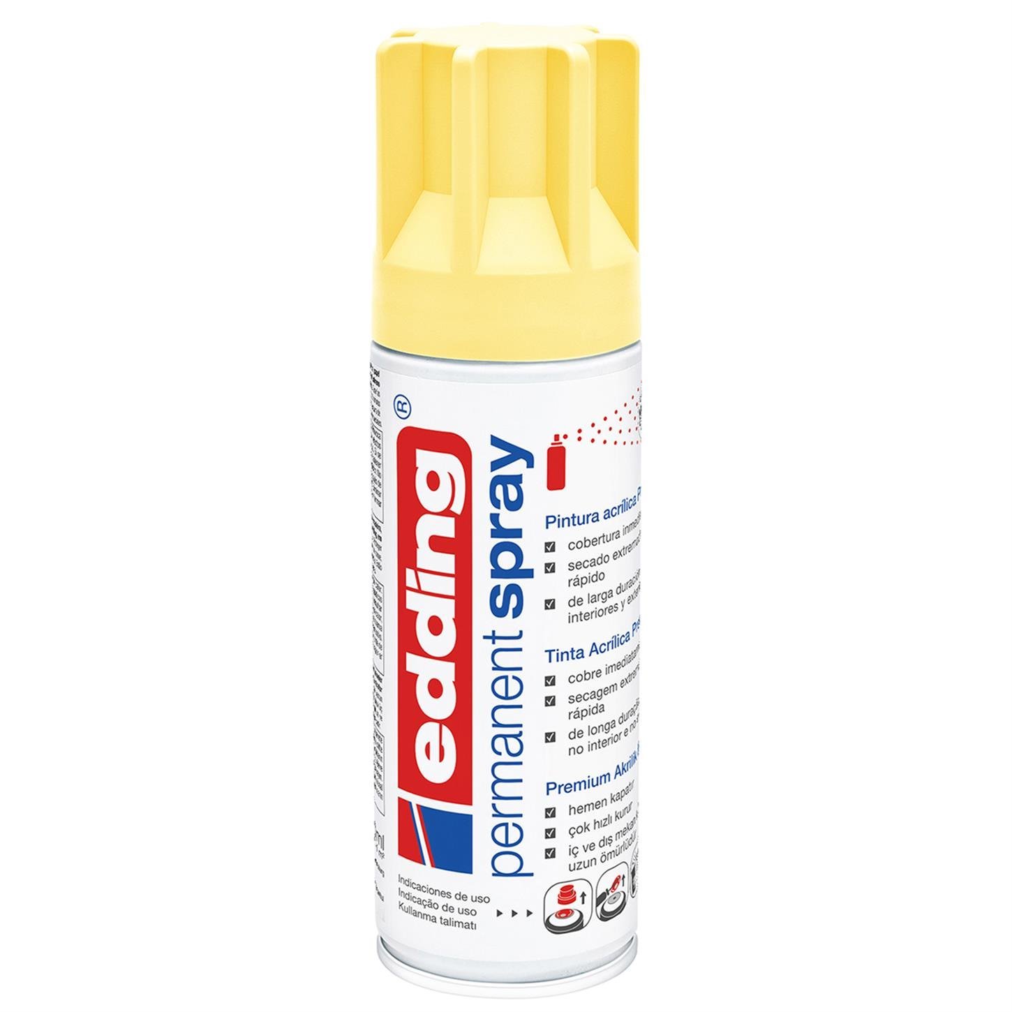 Edding 5200 Permanent Sprey Premium Akrilik Boya (200 ml) Pastel Sarı Mat