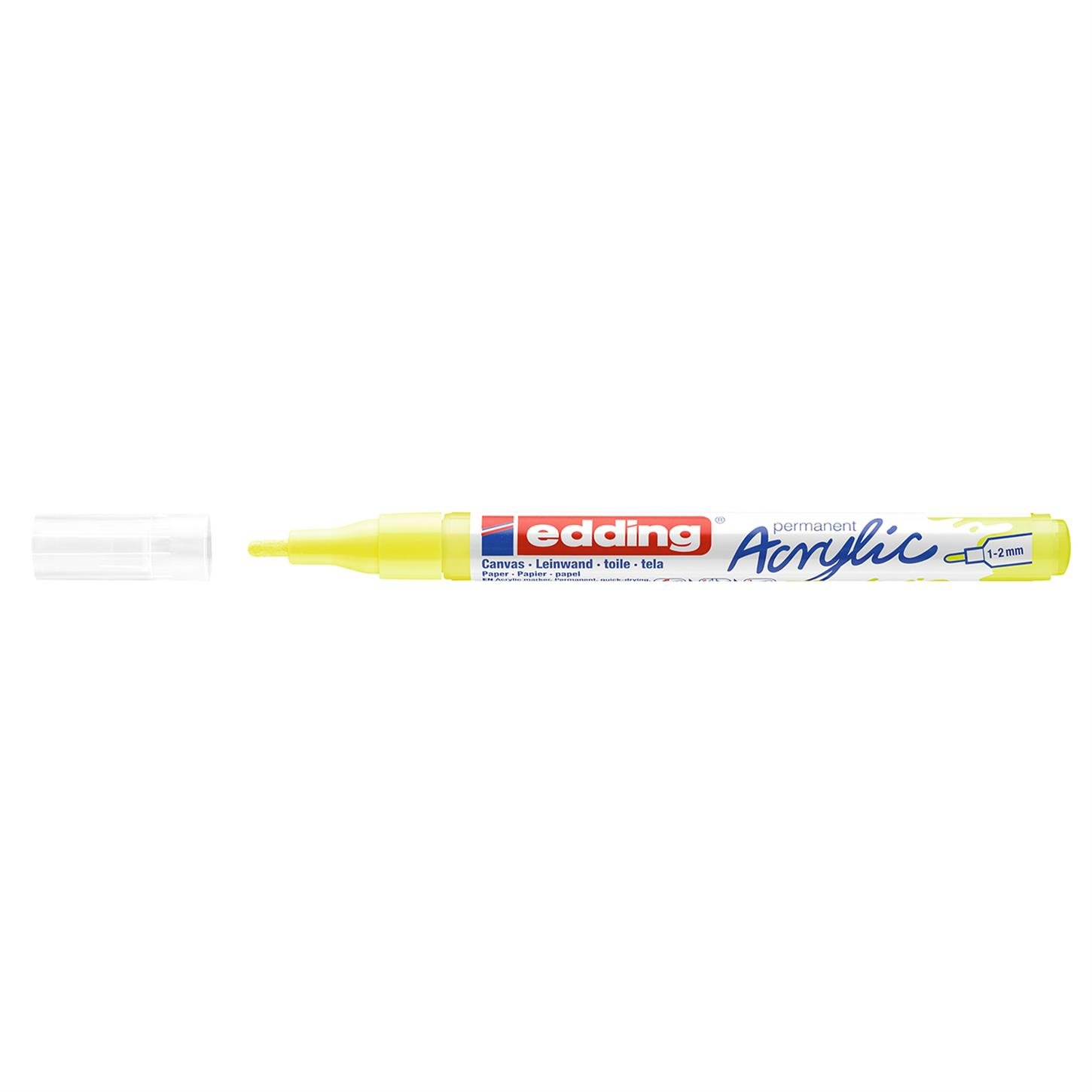 Edding 5300 İnce Uçlu Akrilik Markör Yuvarlak Uç 1-2 mm Fosforlu Sarı