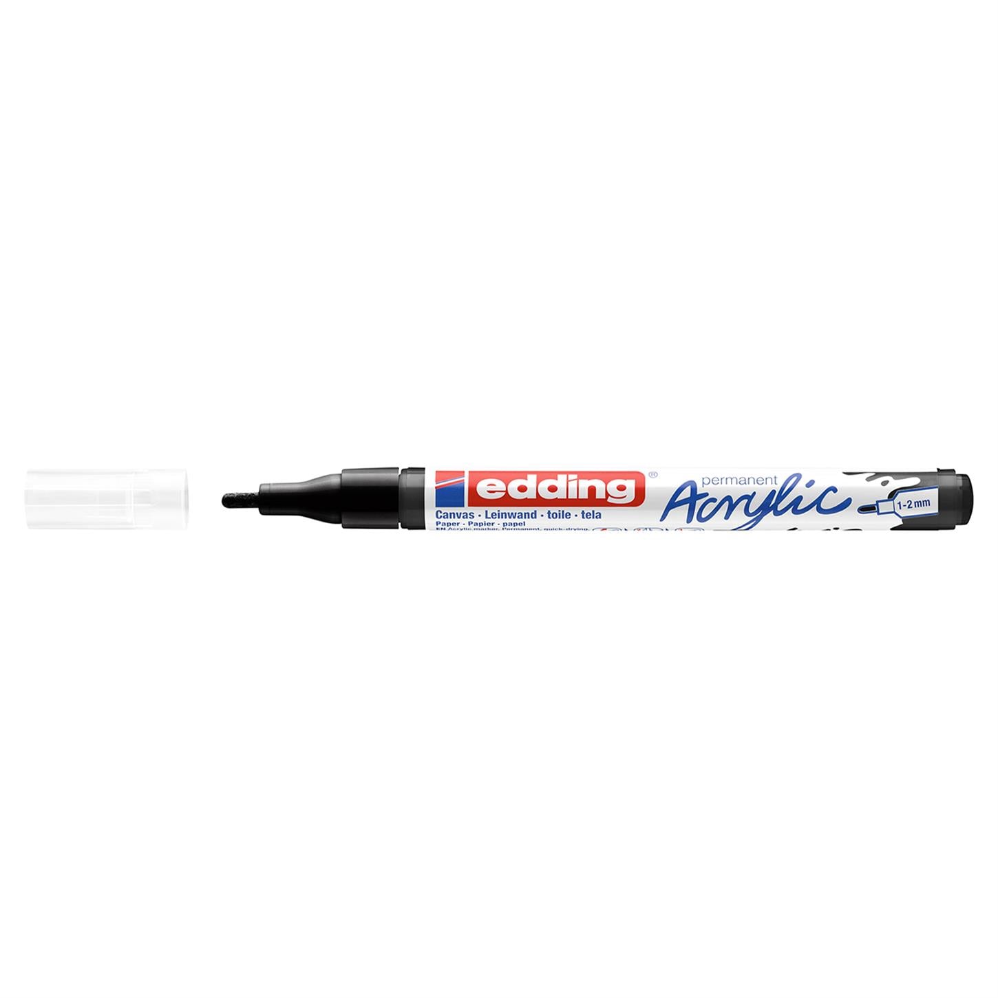 Edding 5300 İnce Uçlu Akrilik Markör Yuvarlak Uç 1-2 mm Siyah Mat