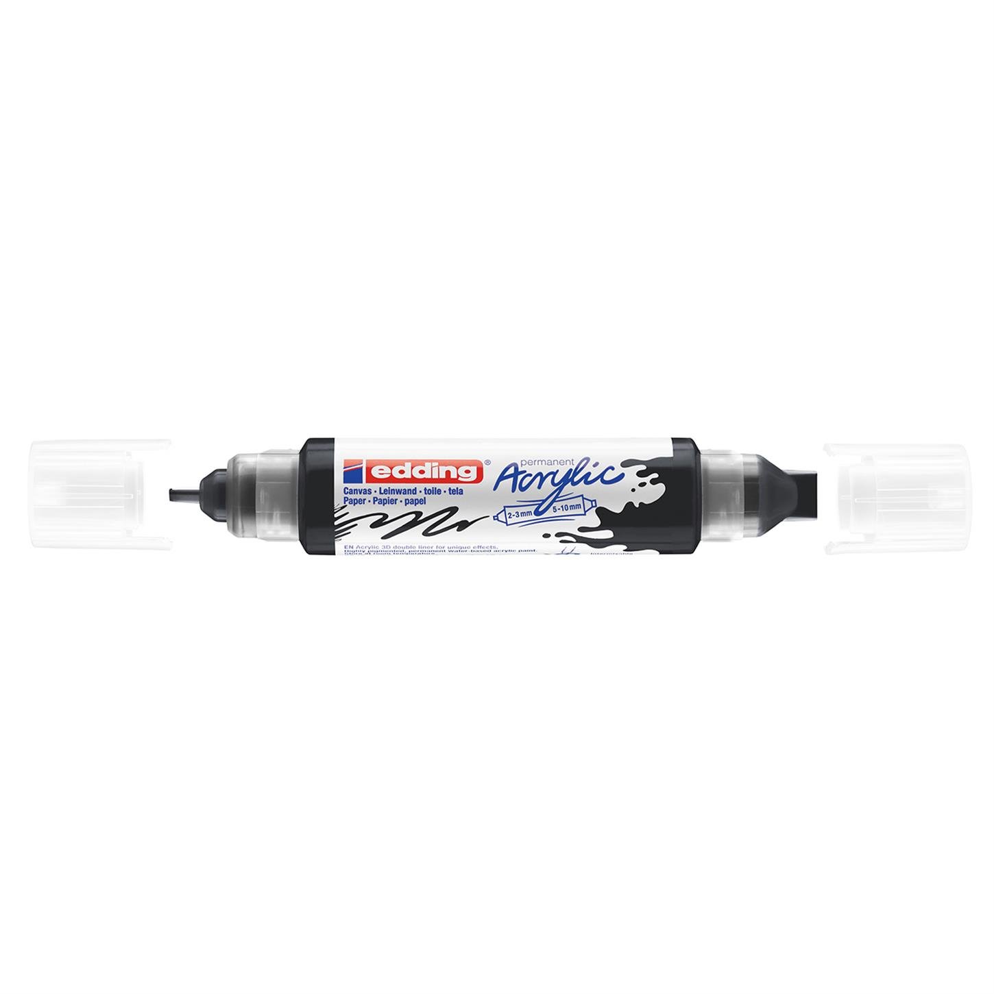 Edding 5400 Akrilik 3D Doubleliner Çift Uçlu Tüp  2-3 Ve 5-10 mm Siyah Mat