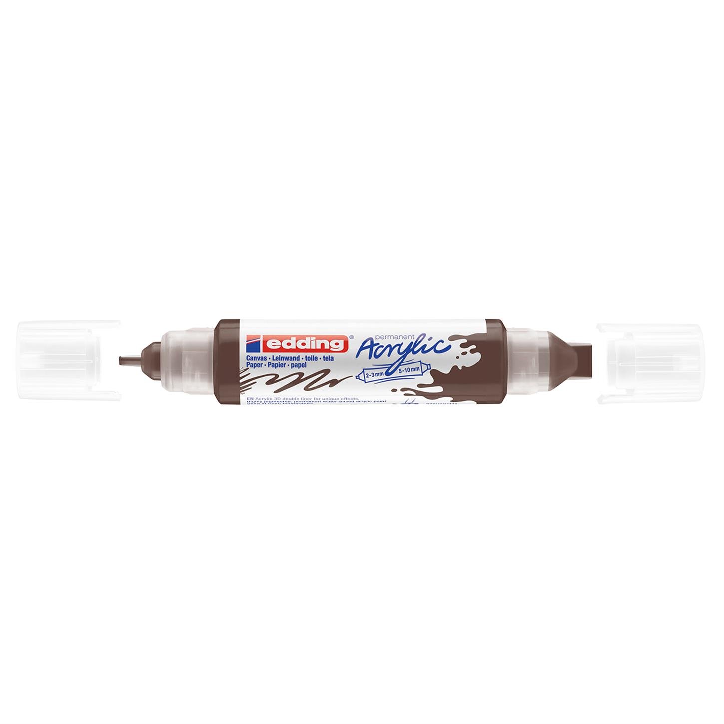 Edding 5400 Akrilik 3D Doubleliner Çift Uçlu Tüp  2-3 Ve 5-10 mm Çikolata Mat