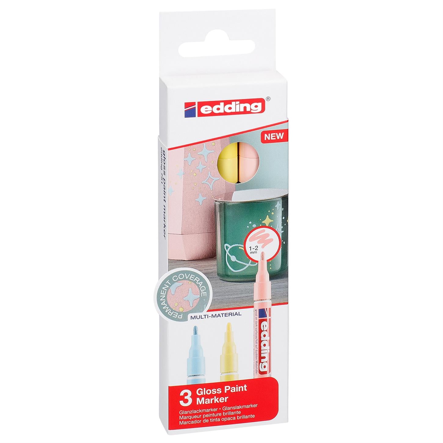 Edding 751 Hobi Sanat Kalemi Yuvarlak Uç 1-2 mm 3lü Set Pastel Karışık