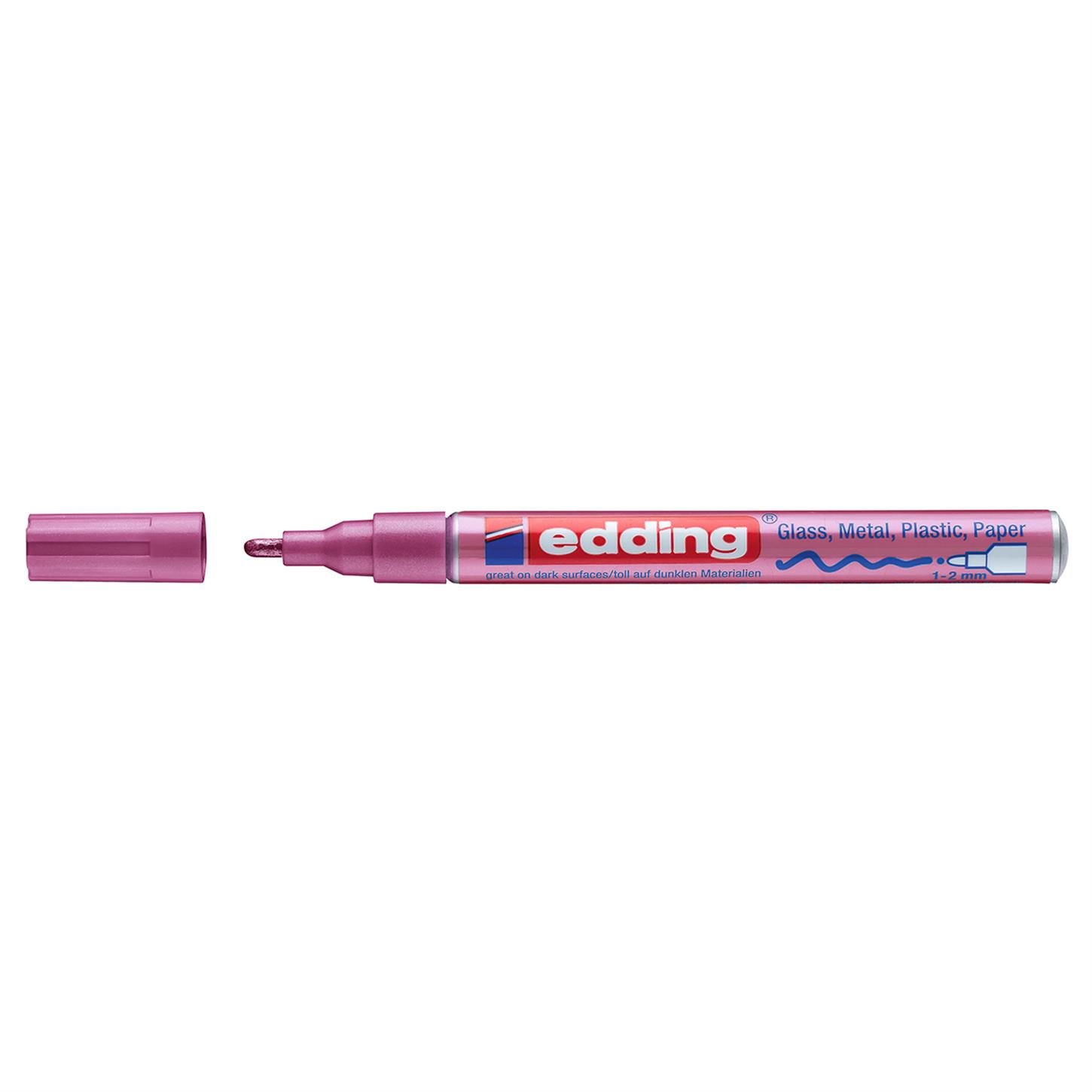 Edding 751 Hobi Sanat Kalemi Yuvarlak Uç 1-2 mm Metalik Pembe